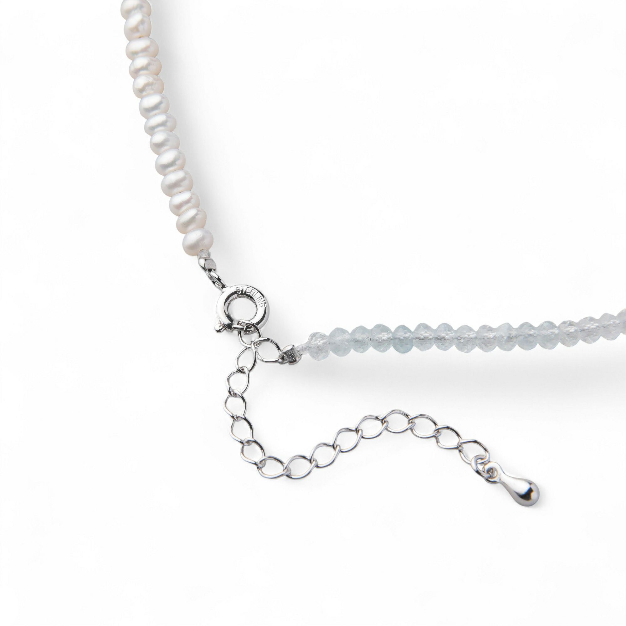 淡水真珠×アクアマリン ネックレス　2.5-3.2mm ハーフ