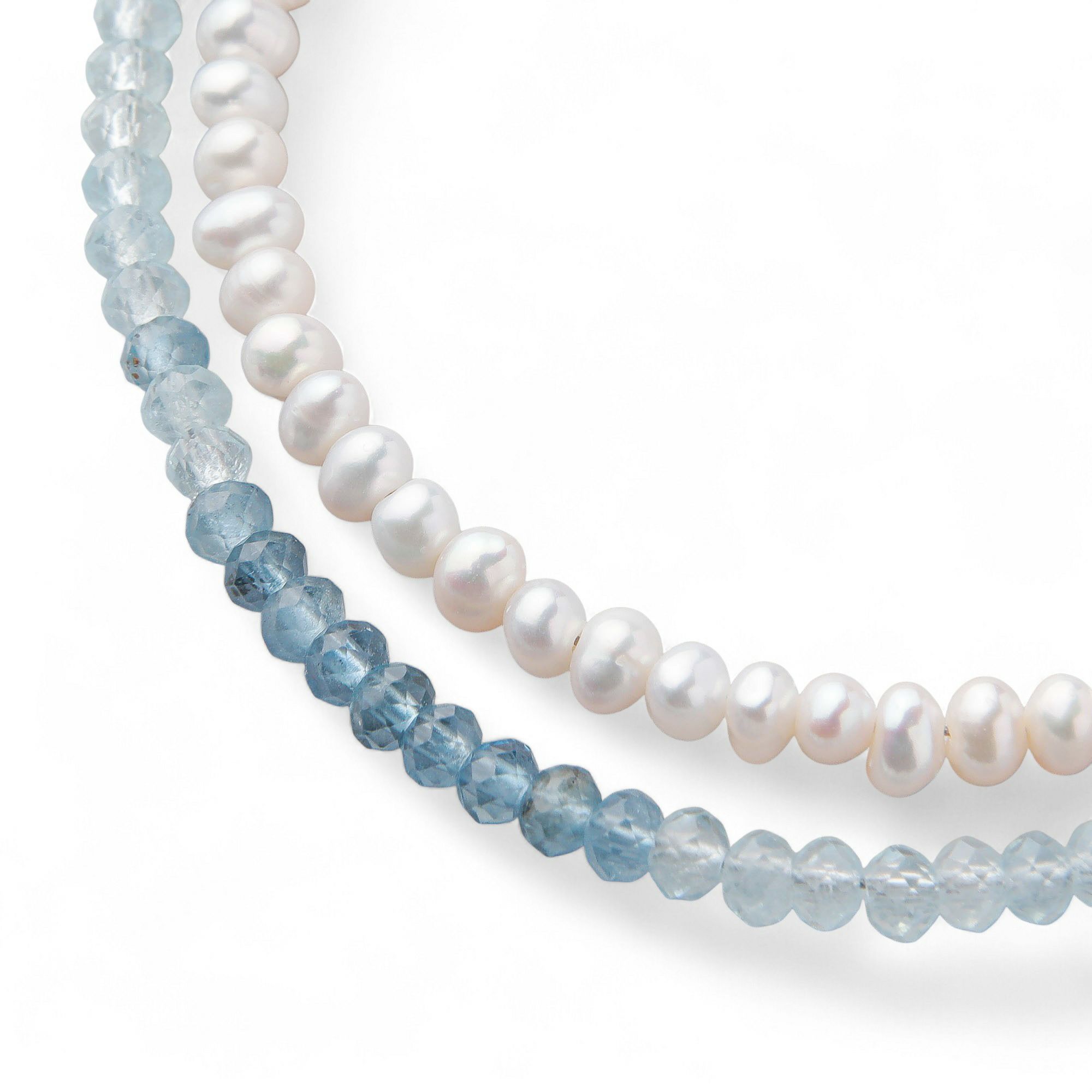 淡水真珠×アクアマリン ネックレス　2.5-3.2mm ハーフ