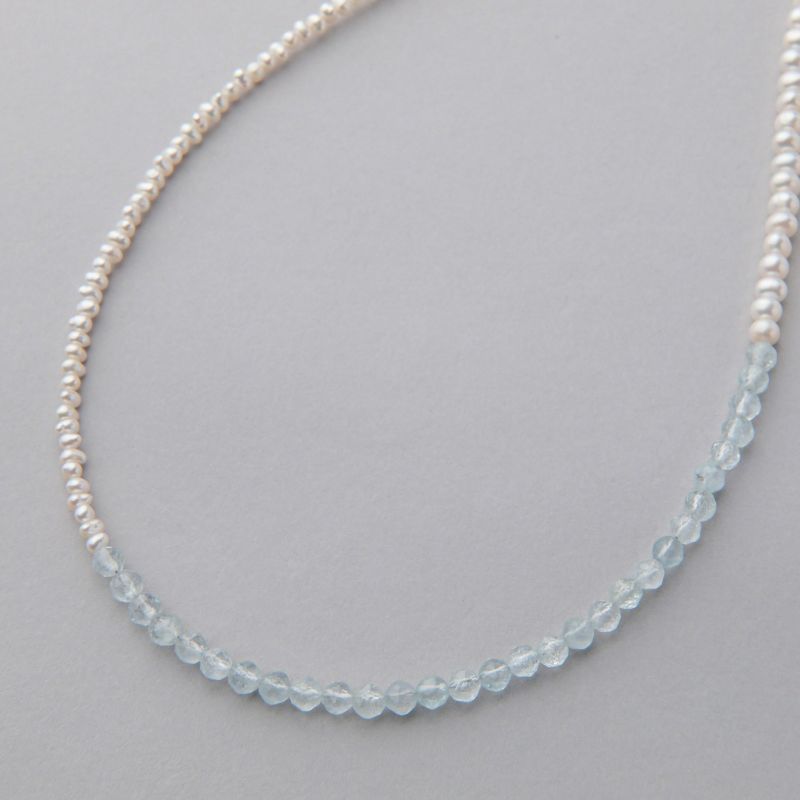 淡水真珠×アクアマリン ネックレス　2.5-5.0mm ミックス