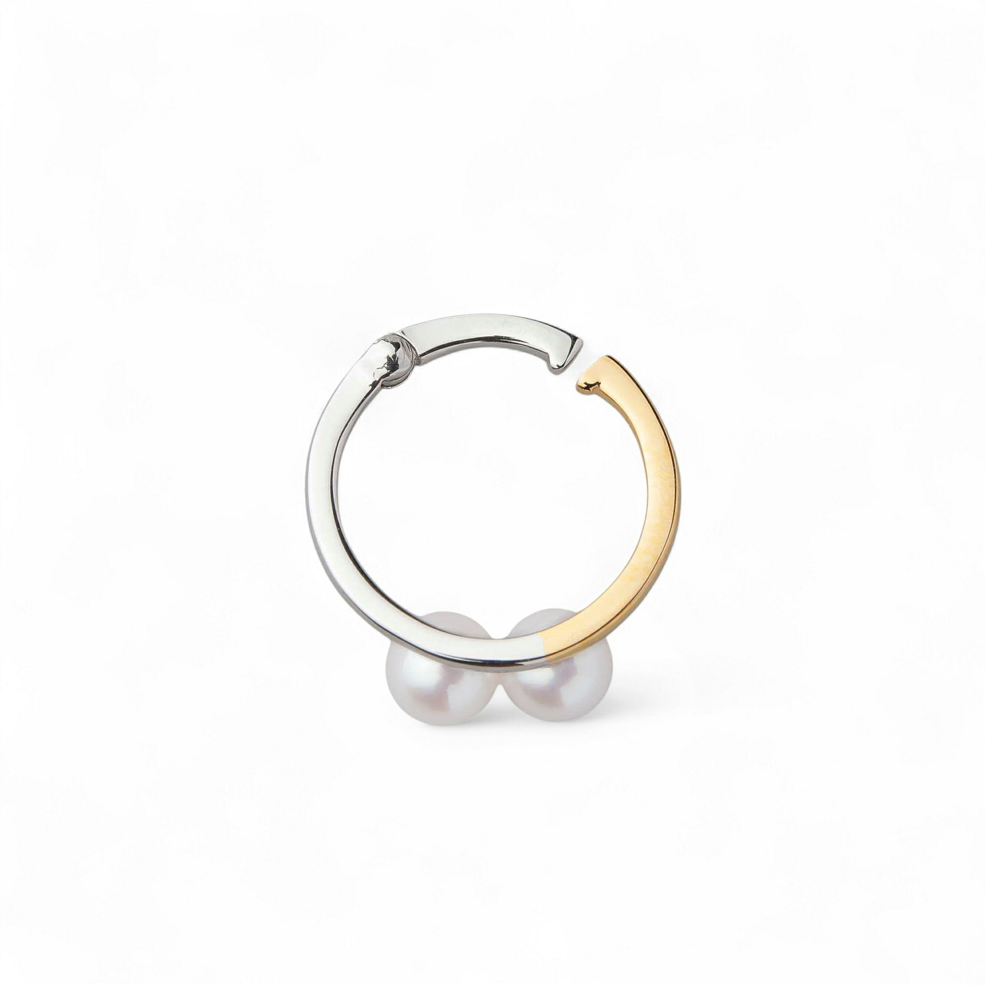 duocolor あこや真珠 2粒イヤーカフ　9mmUP SV925 コンビカラー