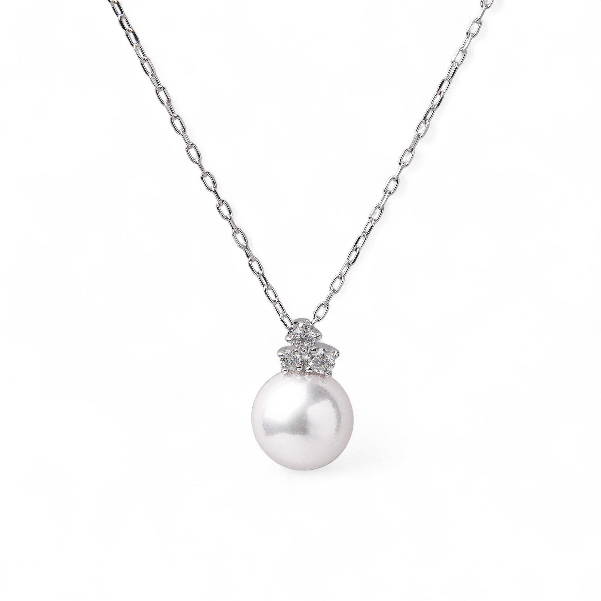 オーロラ花珠真珠 ペンダント8.5-9.0mm K18WG -Premium-