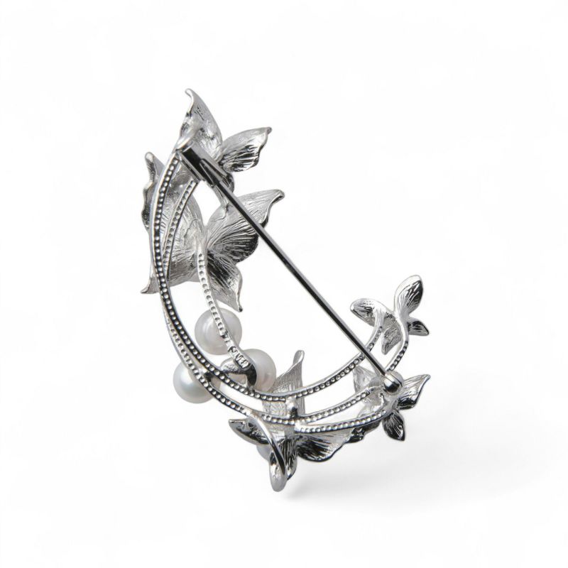 あこや真珠 蝶 ブローチ5.5-7.0mm SV925