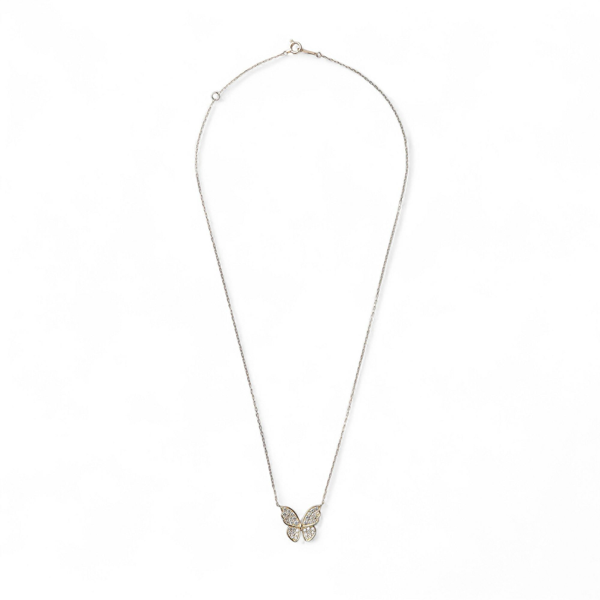 ダイヤモンド 蝶 ペンダントMK18YG　0.50ct 40cm
