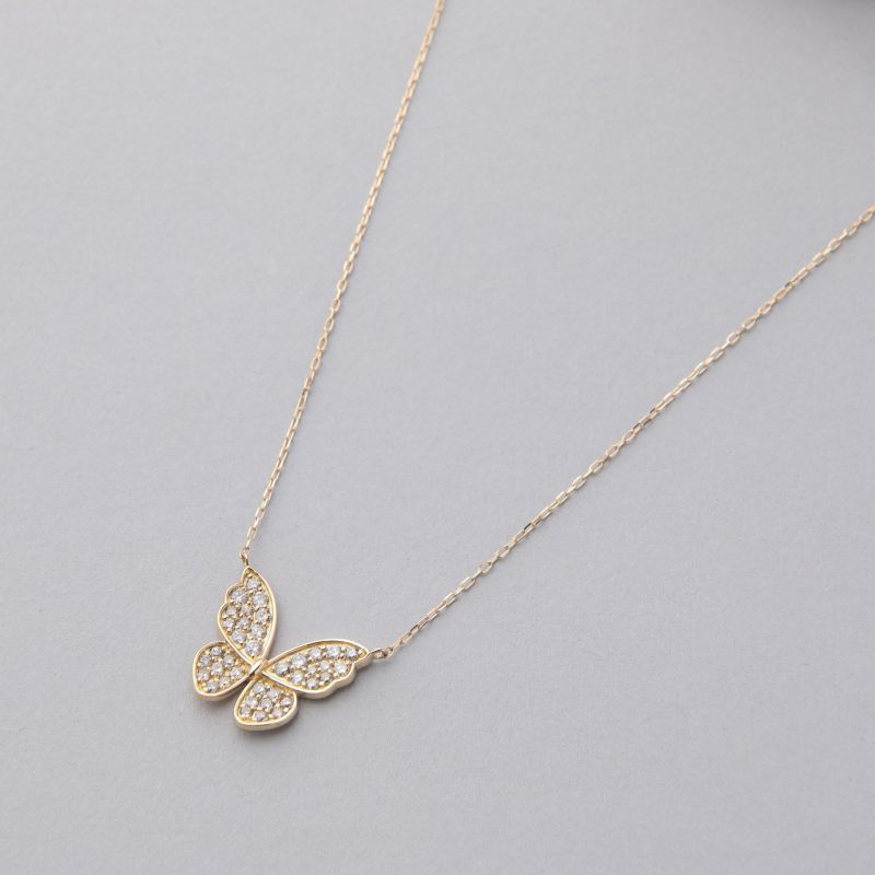 petit amie ダイヤモンド 蝶 ペンダント K18YG 0.50ct 40cm (M