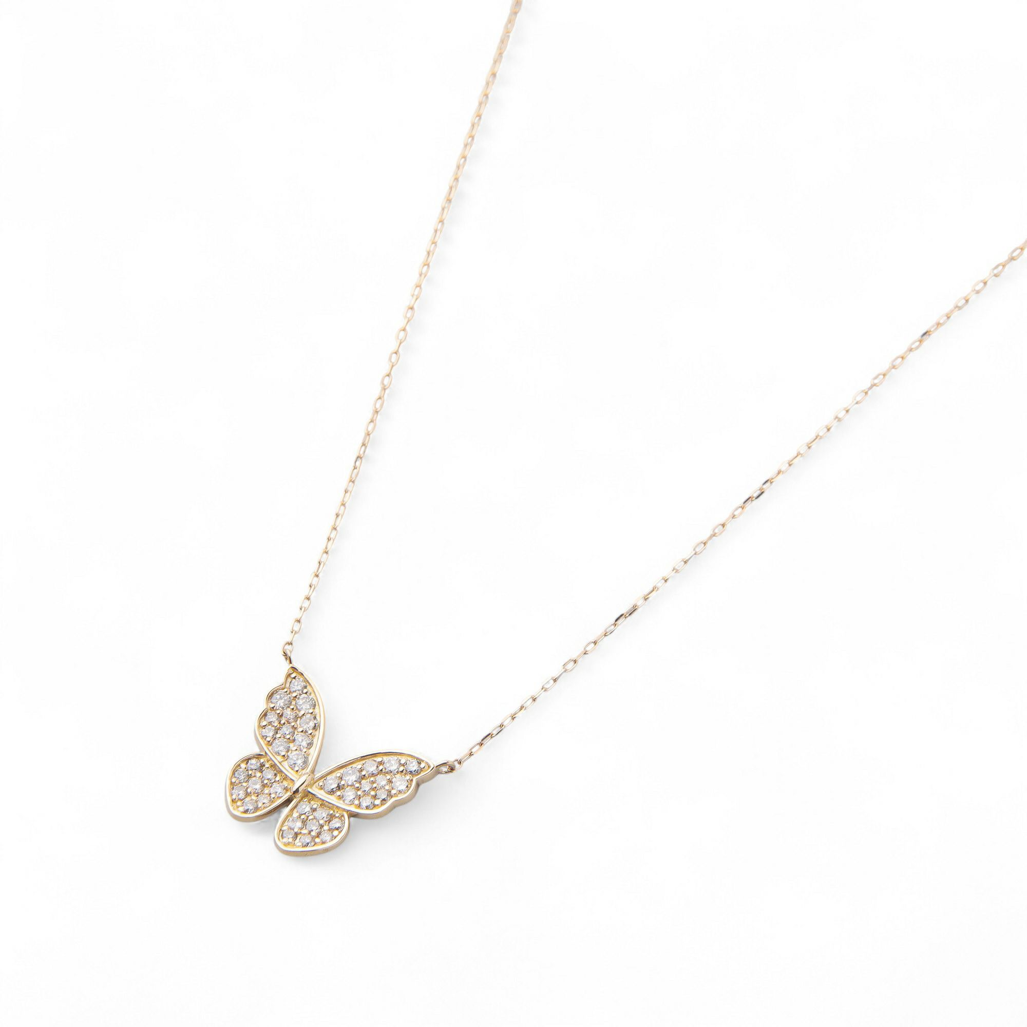 ダイヤモンド 蝶 ペンダントMK18YG　0.50ct 40cm
