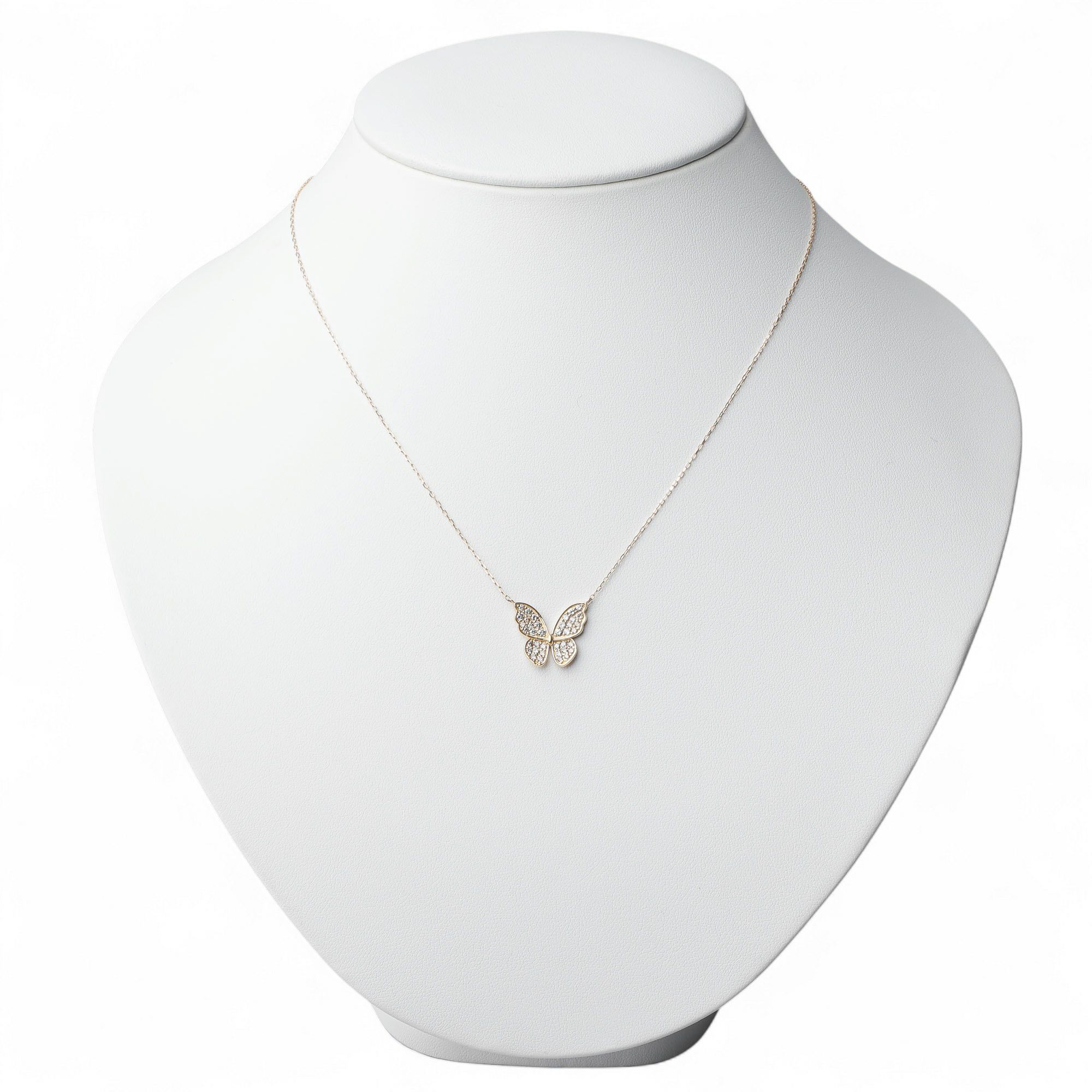 ダイヤモンド 蝶 ペンダントMK18YG　0.50ct 40cm