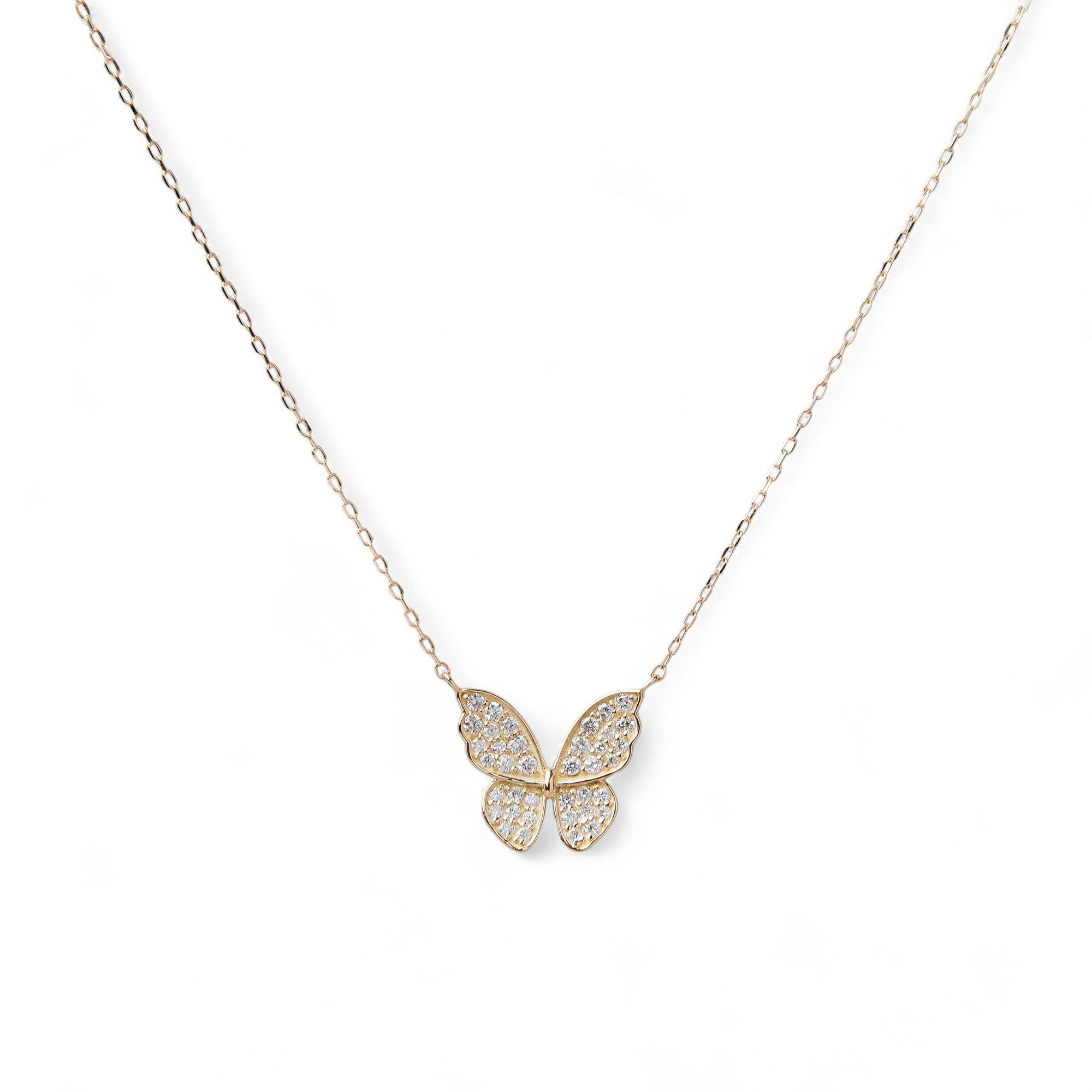 ダイヤモンド 蝶 ペンダントSK18YG　0.20ct 40cm