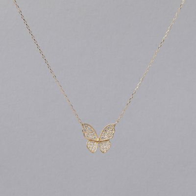 petit amie ダイヤモンド 蝶 ペンダント K18YG 0.50ct 40cm (M 