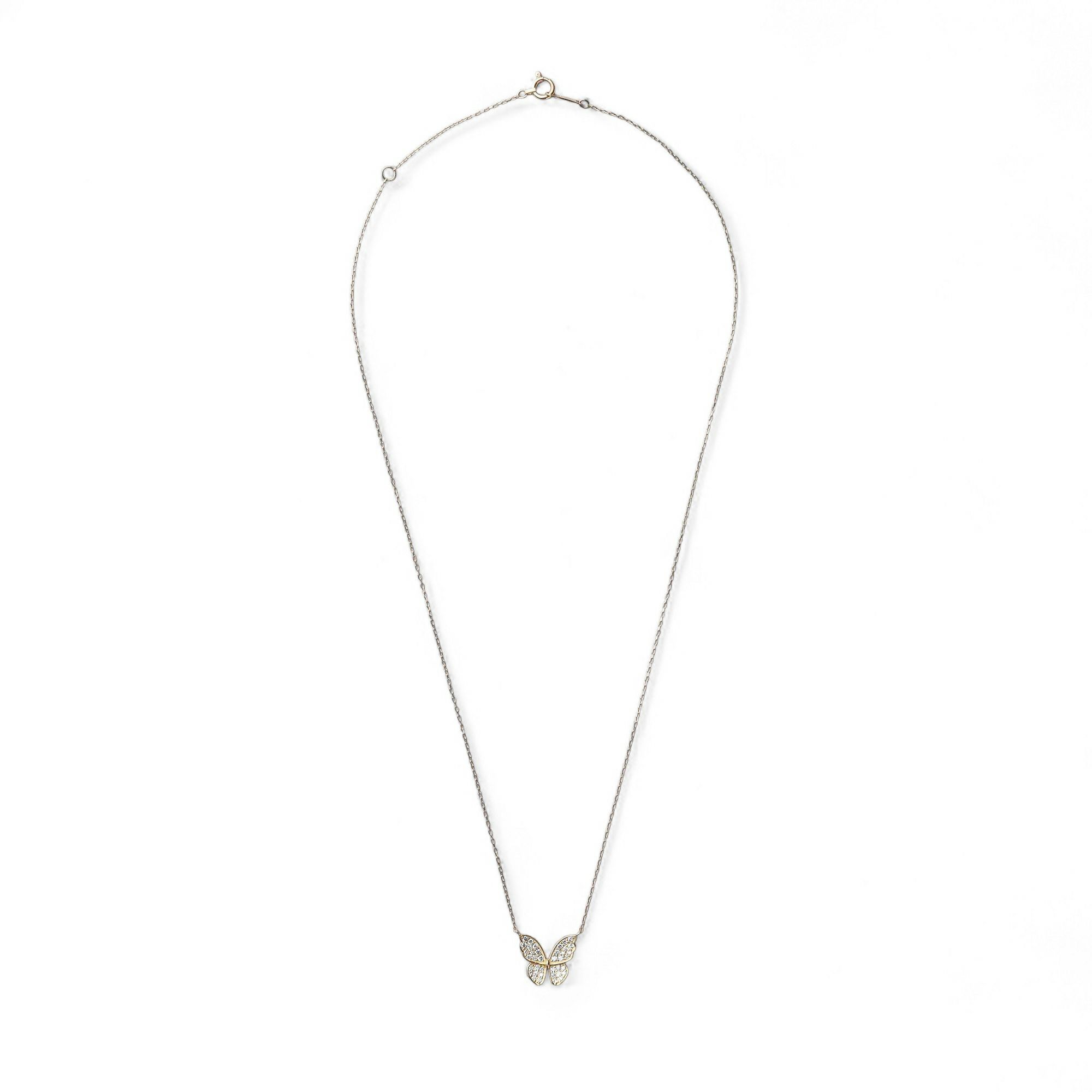 ダイヤモンド 蝶 ペンダントSK18YG　0.20ct 40cm