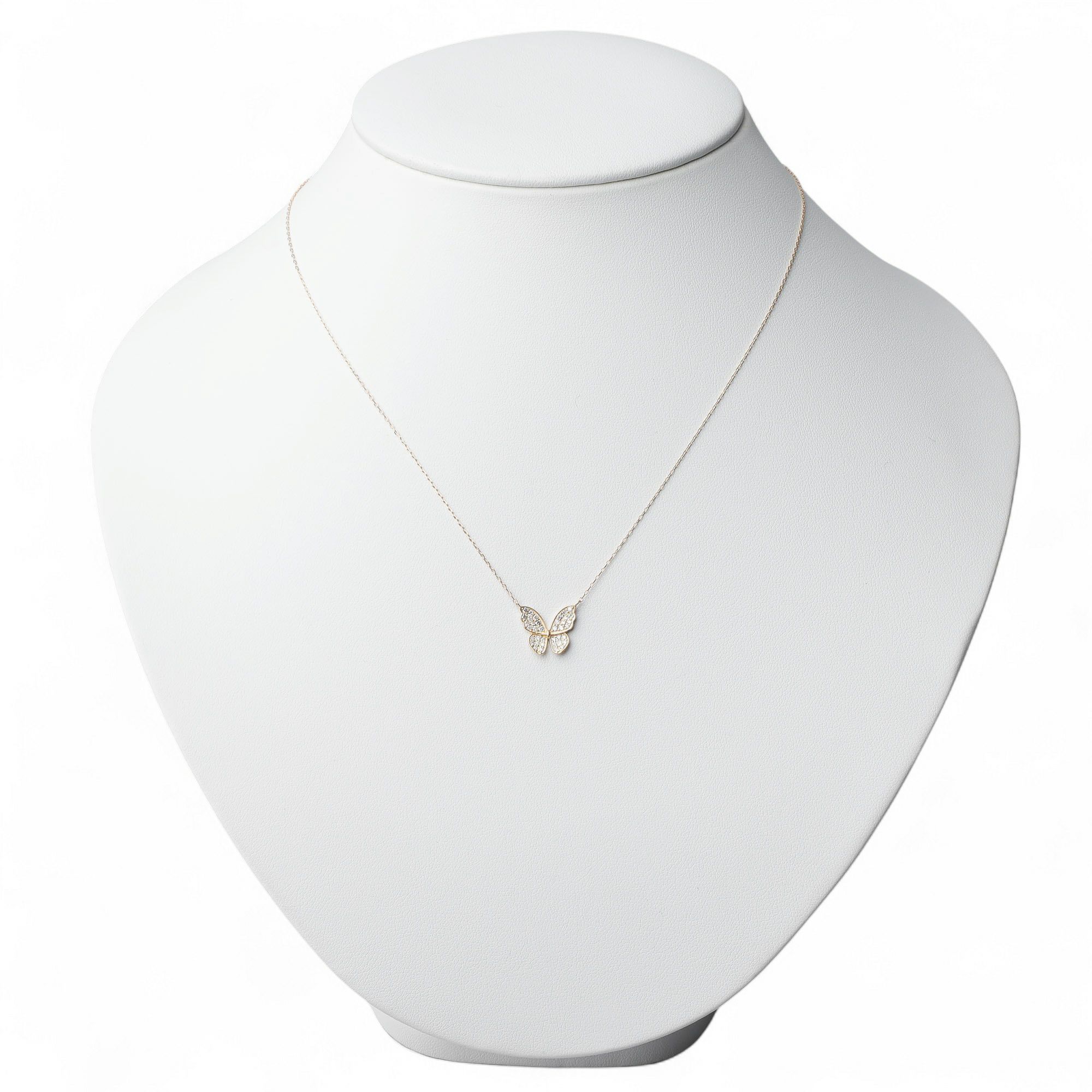 ダイヤモンド 蝶 ペンダントSK18YG　0.20ct 40cm