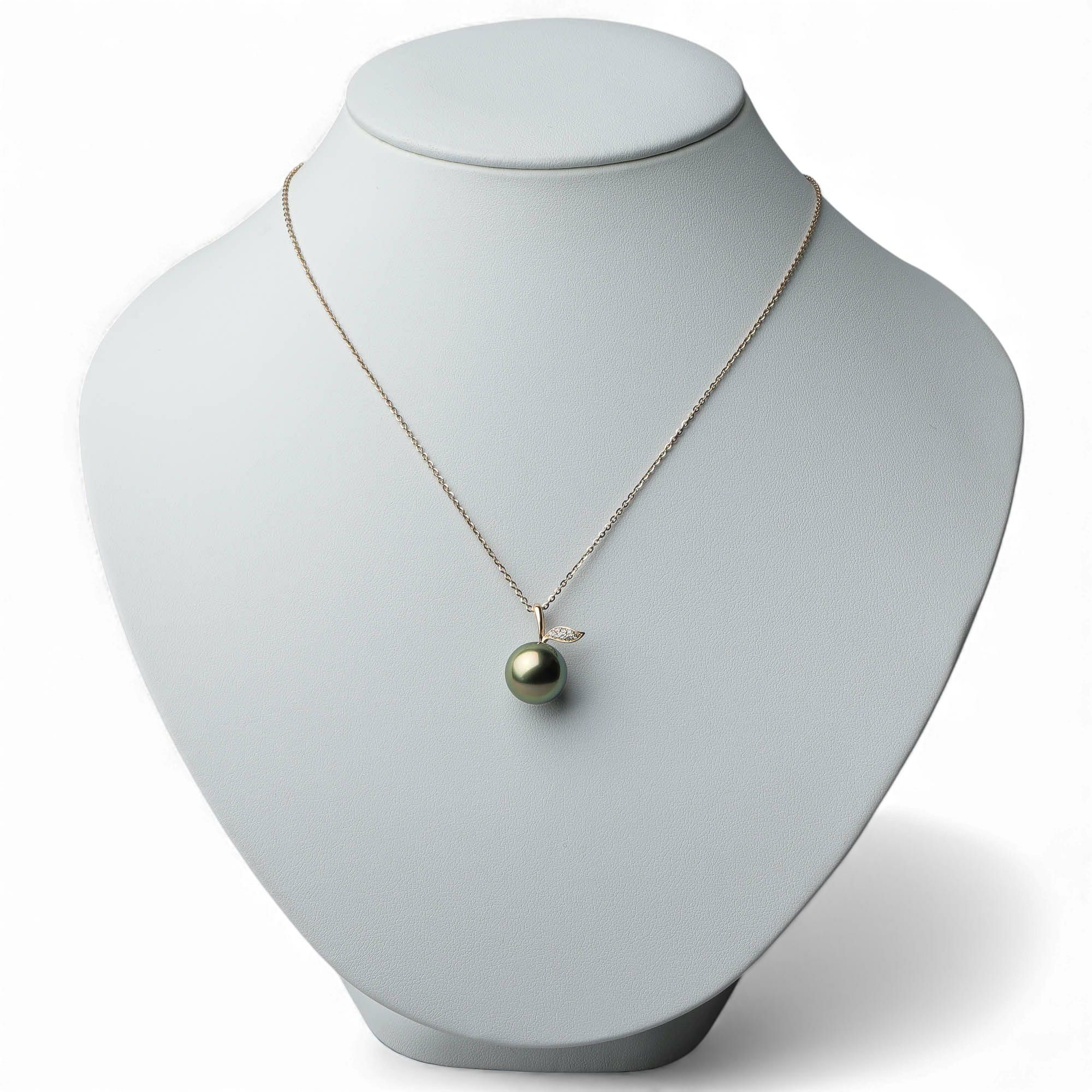 Pistachio タヒチ黒蝶真珠 ペンダントトップ 12mmUP K18YG リンゴ