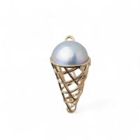 マベ真珠　ペンダントトップK18YG ブルー アイスクリーム