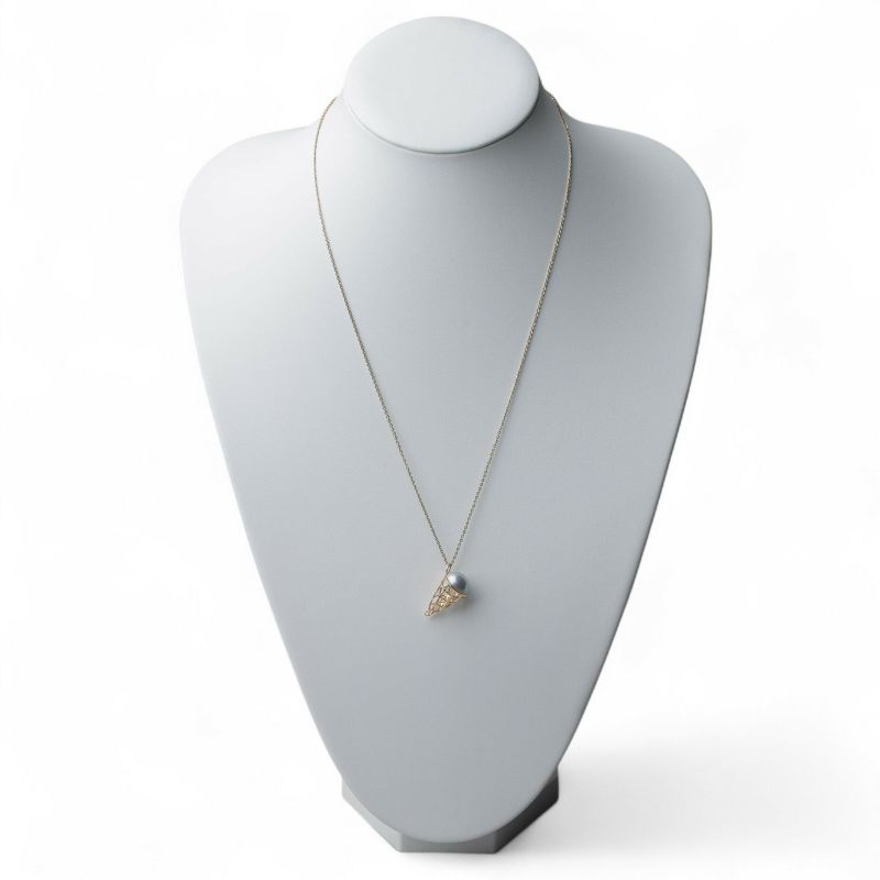 マベ真珠　ペンダントトップK18YG ブルー アイスクリーム