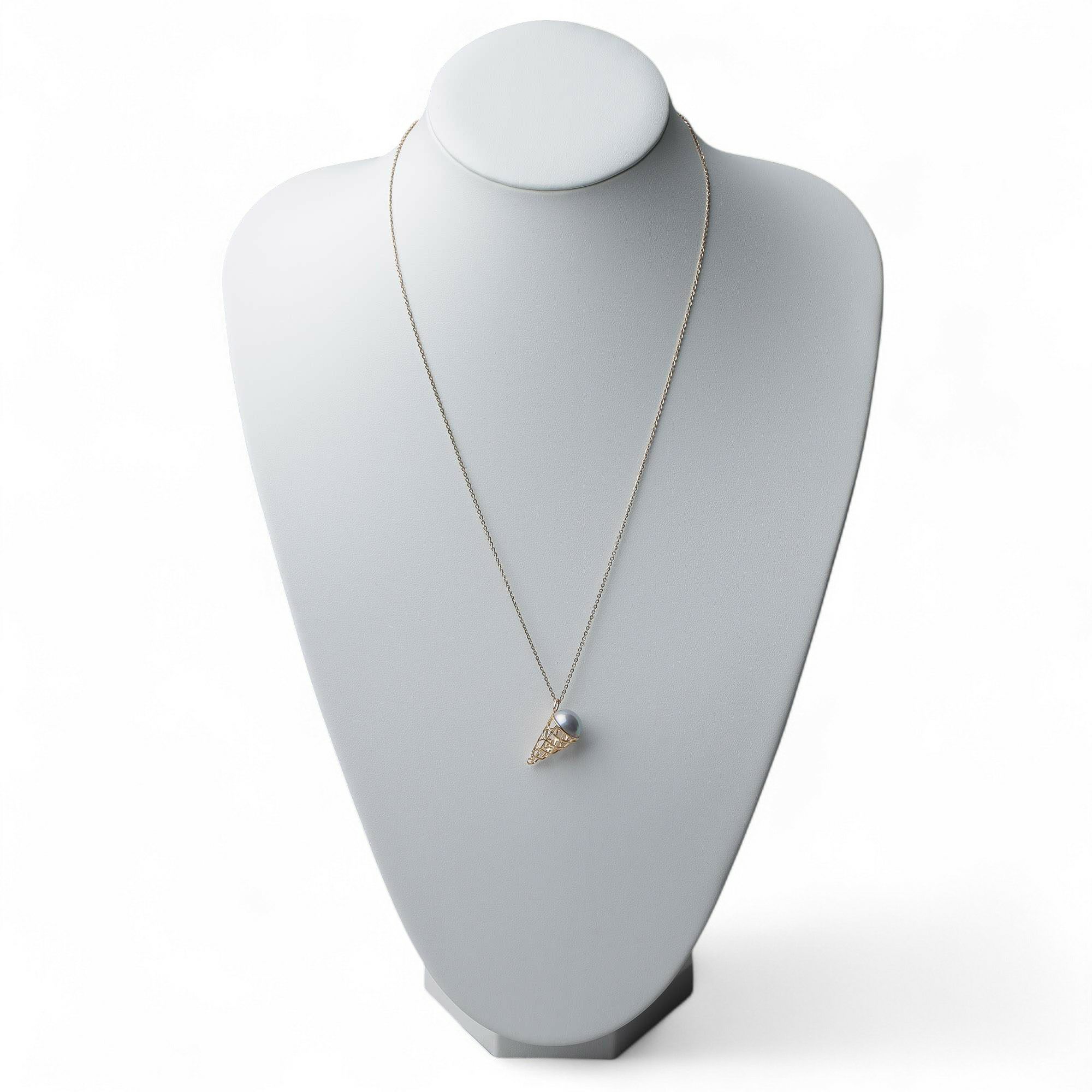 マベ真珠　ペンダントトップK18YG ブルー アイスクリーム