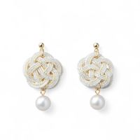 あこや真珠 水引 イヤリング7.5-8.0mm SUS316L GP　白×金