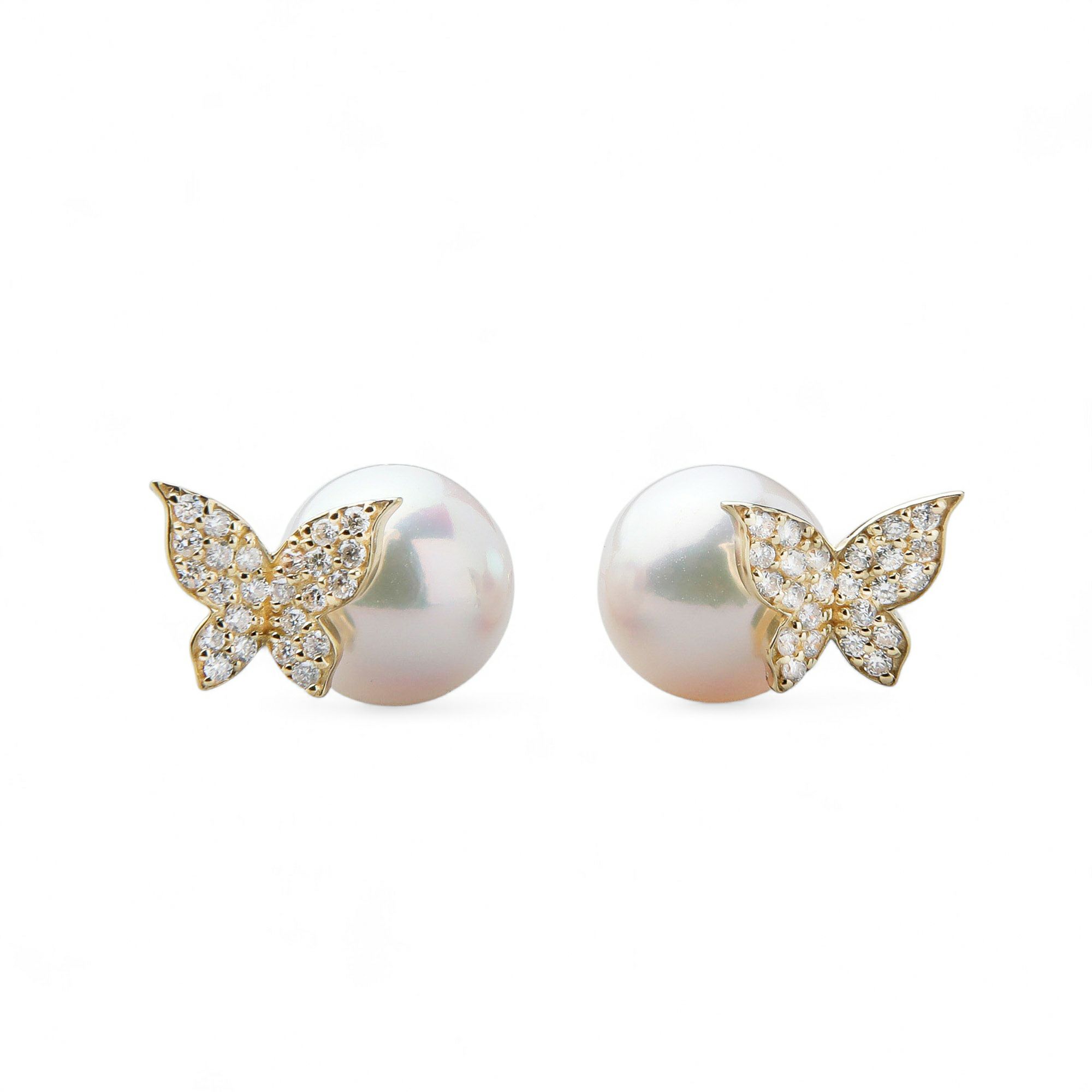 petit amie あこや真珠 蝶 ピアス 7.5-8.0mm K18YG | あこや真珠ピアス 
