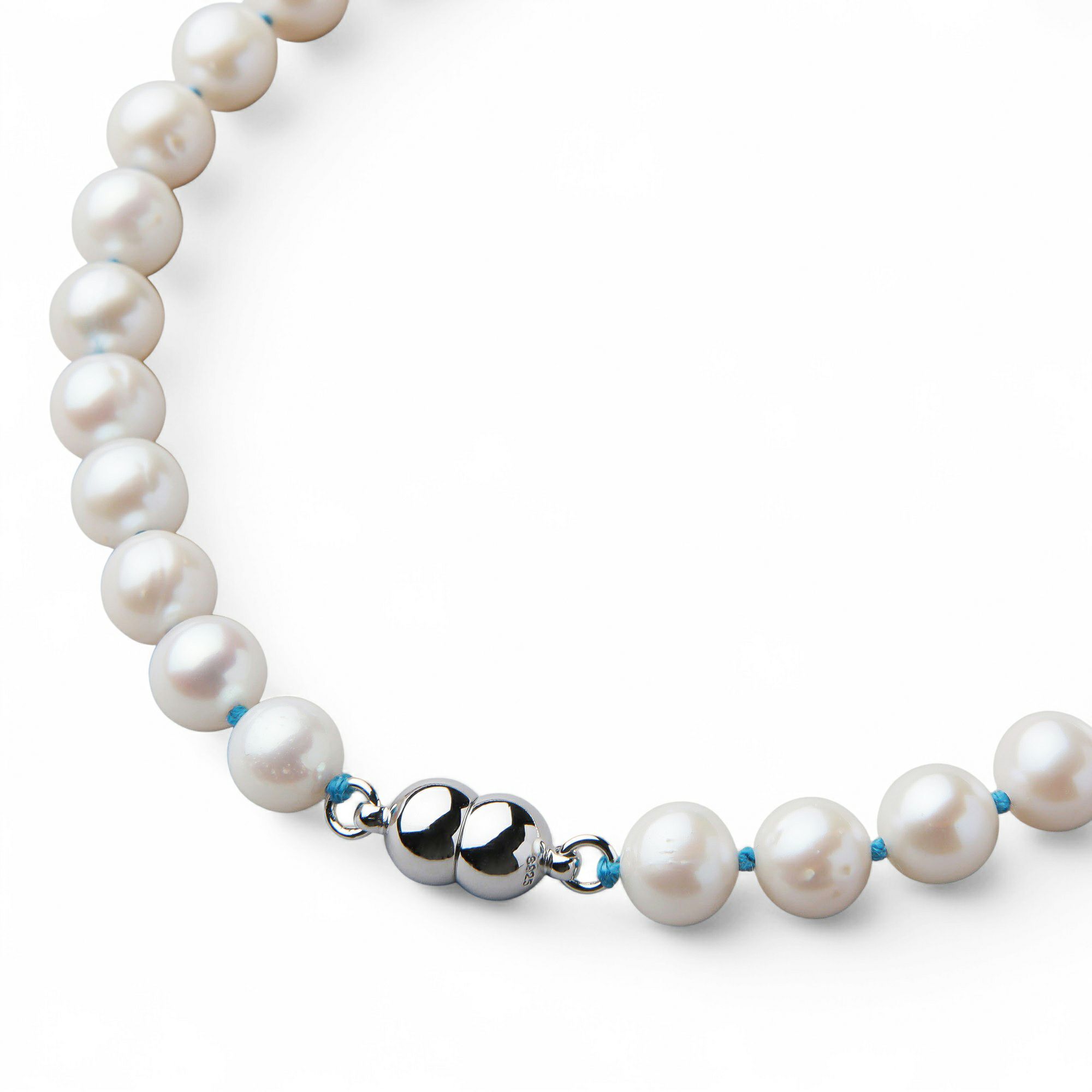 淡水真珠 カラーノットネックレス　7.5-8.0mm ブルー