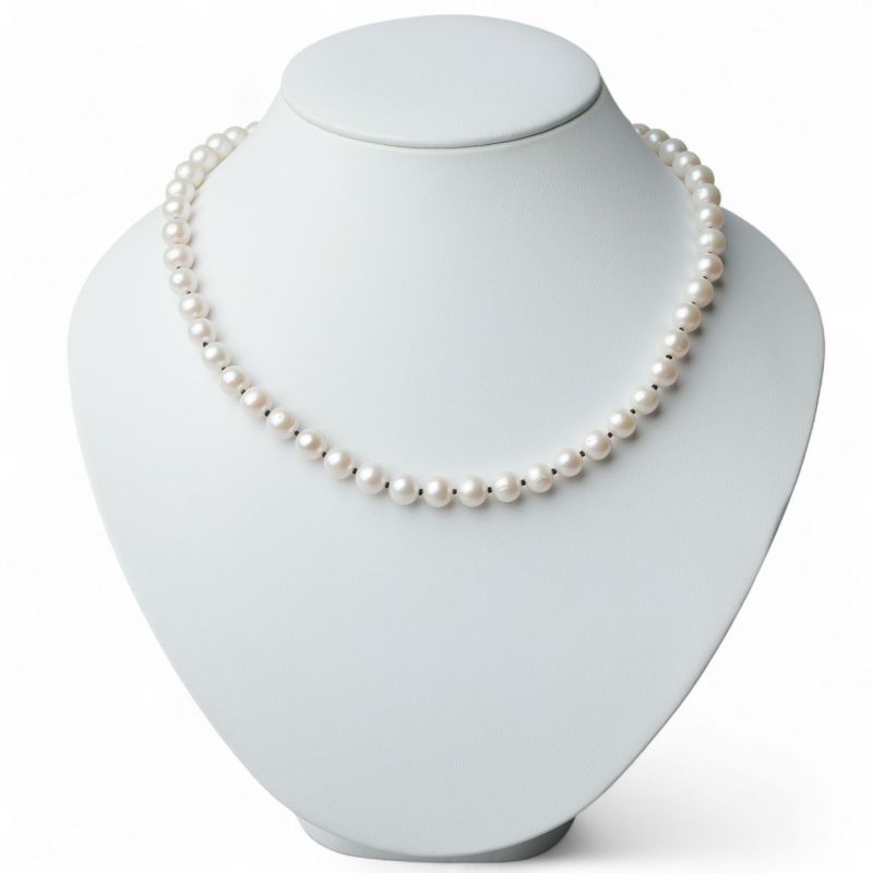 淡水真珠 カラーノットネックレス　7.5-8.0mm ブラック