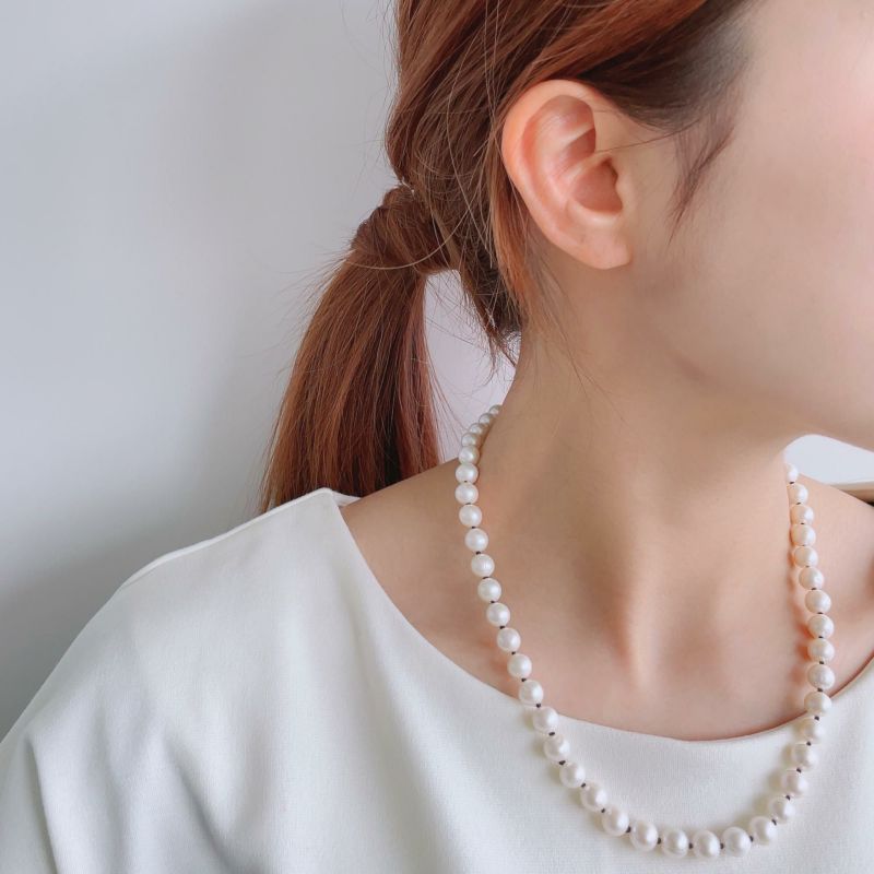 WEB限定】淡水真珠 カラーノットネックレス 7.5-8.0mm ブラック | 淡水