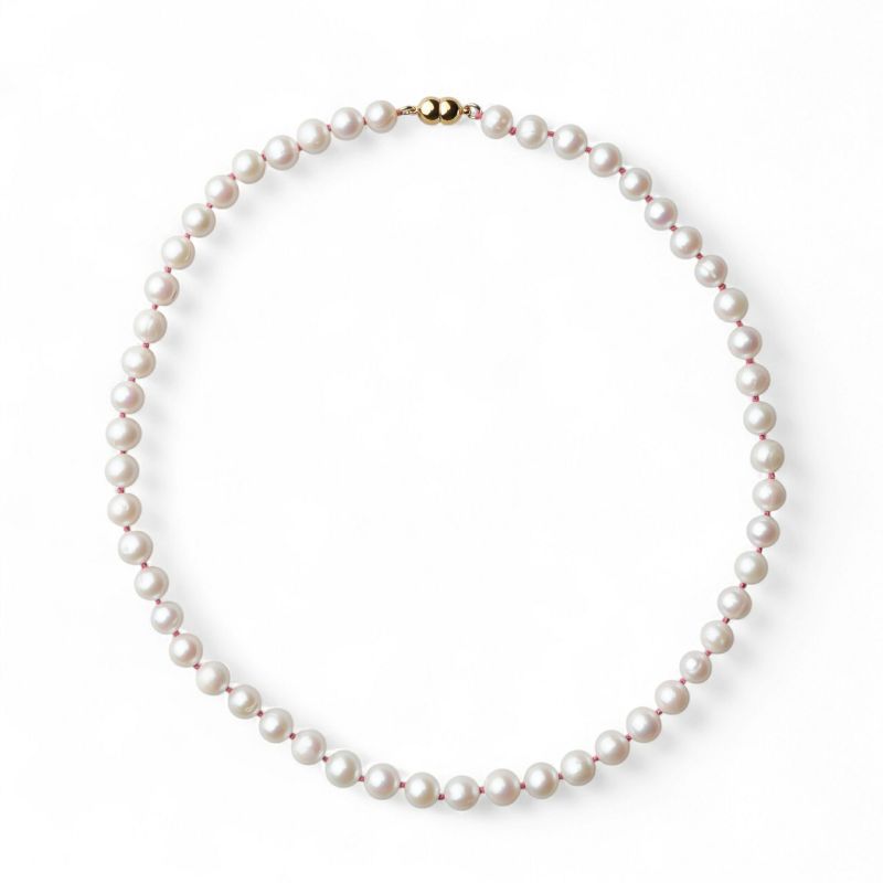 淡水真珠 カラーノットネックレス　7.5-8.0mm ピンク