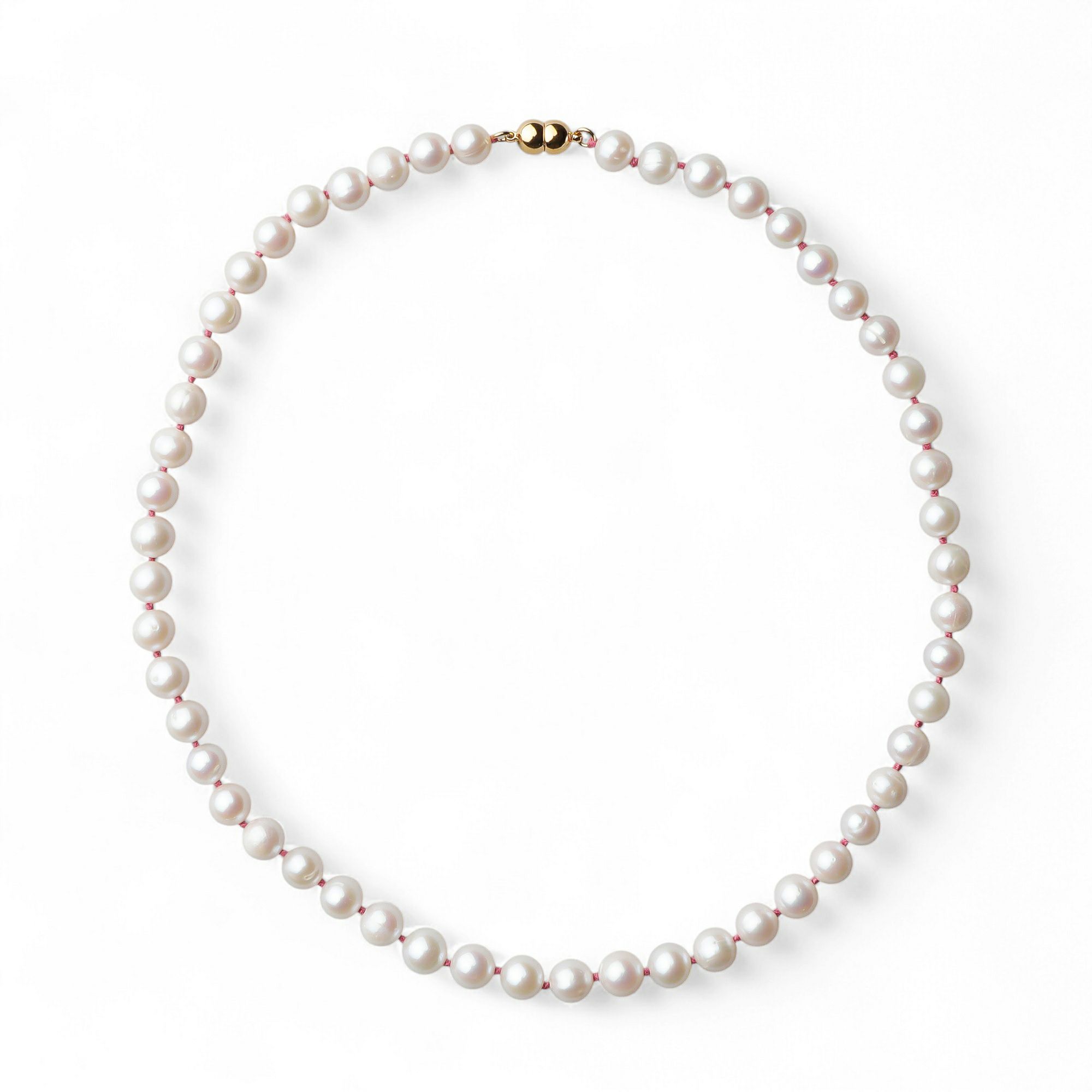 淡水真珠 カラーノットネックレス　7.5-8.0mm ピンク