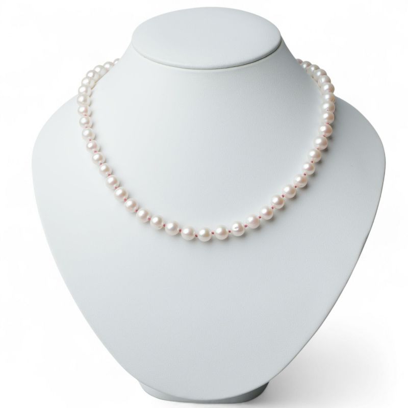 淡水真珠 カラーノットネックレス　7.5-8.0mm ピンク