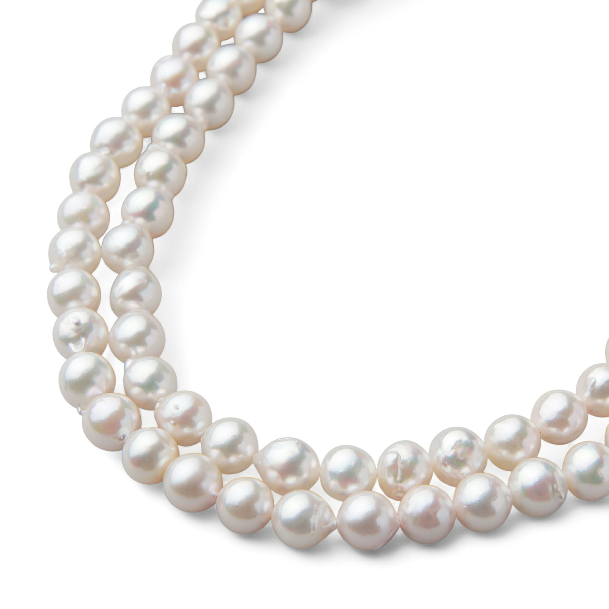 あこや真珠 ロングネックレス7.5-8.0mm バロック 80cm