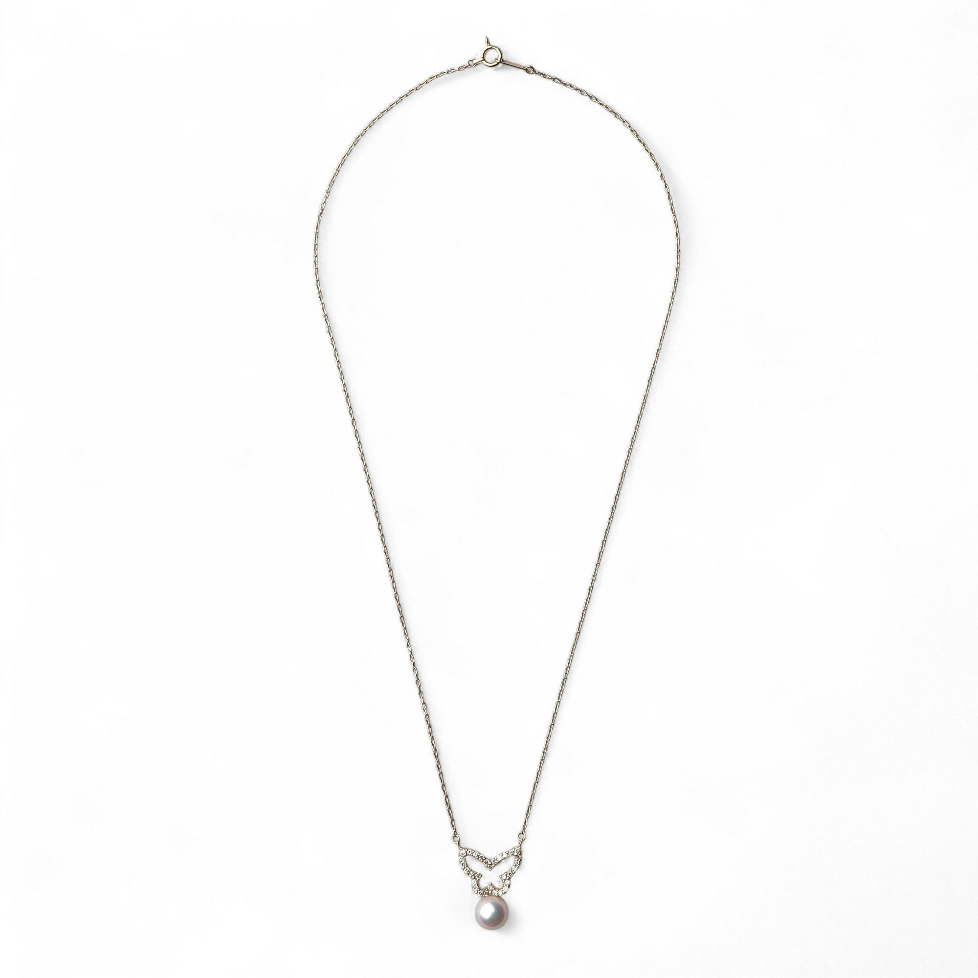 あこや真珠 蝶 ペンダント7.5-8.0mm K18YG