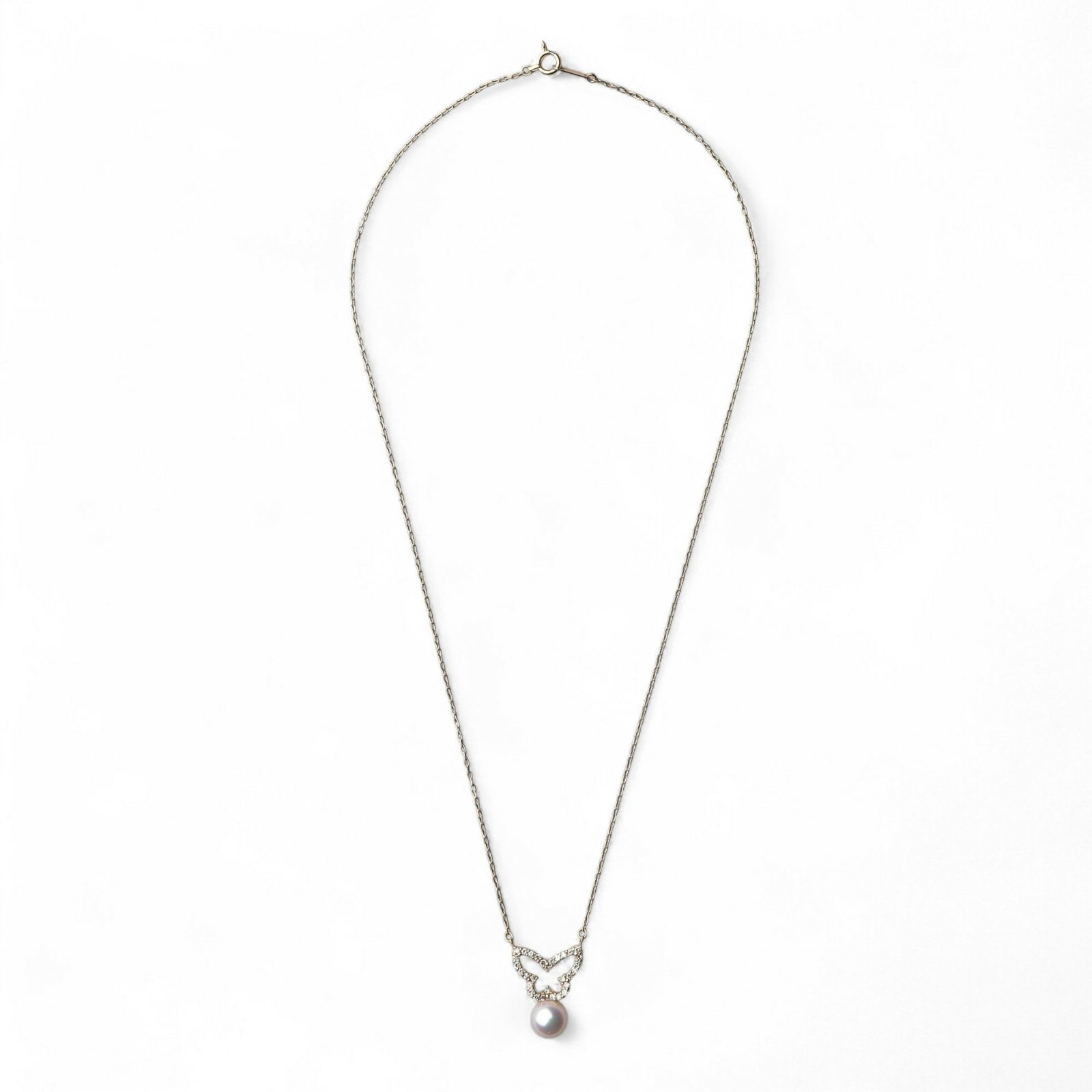 あこや真珠 蝶 ペンダント7.5-8.0mm K18YG