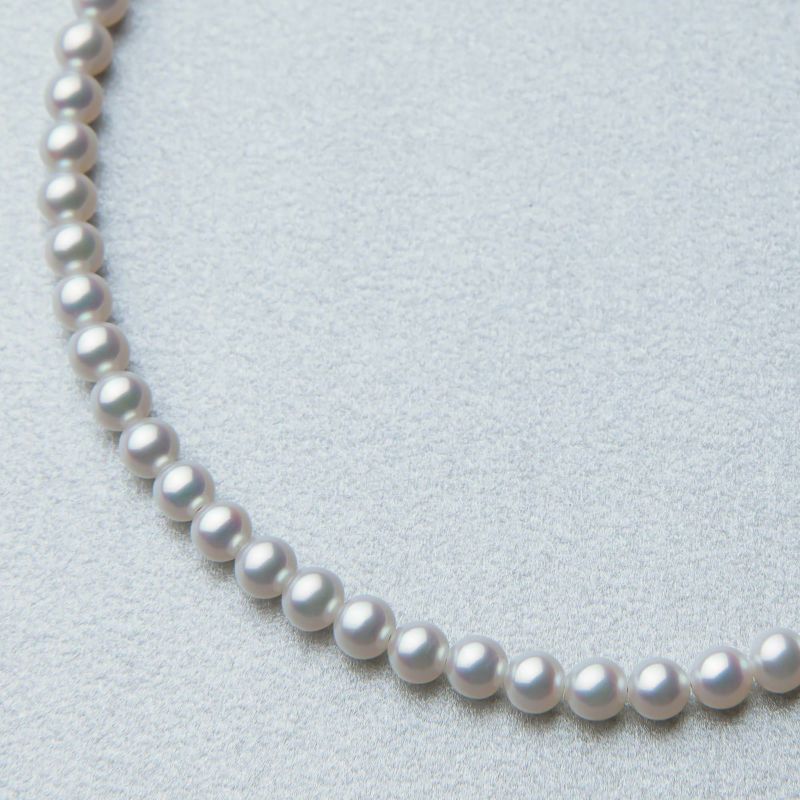 淡水真珠 (有核) ネックレス4.0-4.5mm オーロラキングフィッシャー鑑別