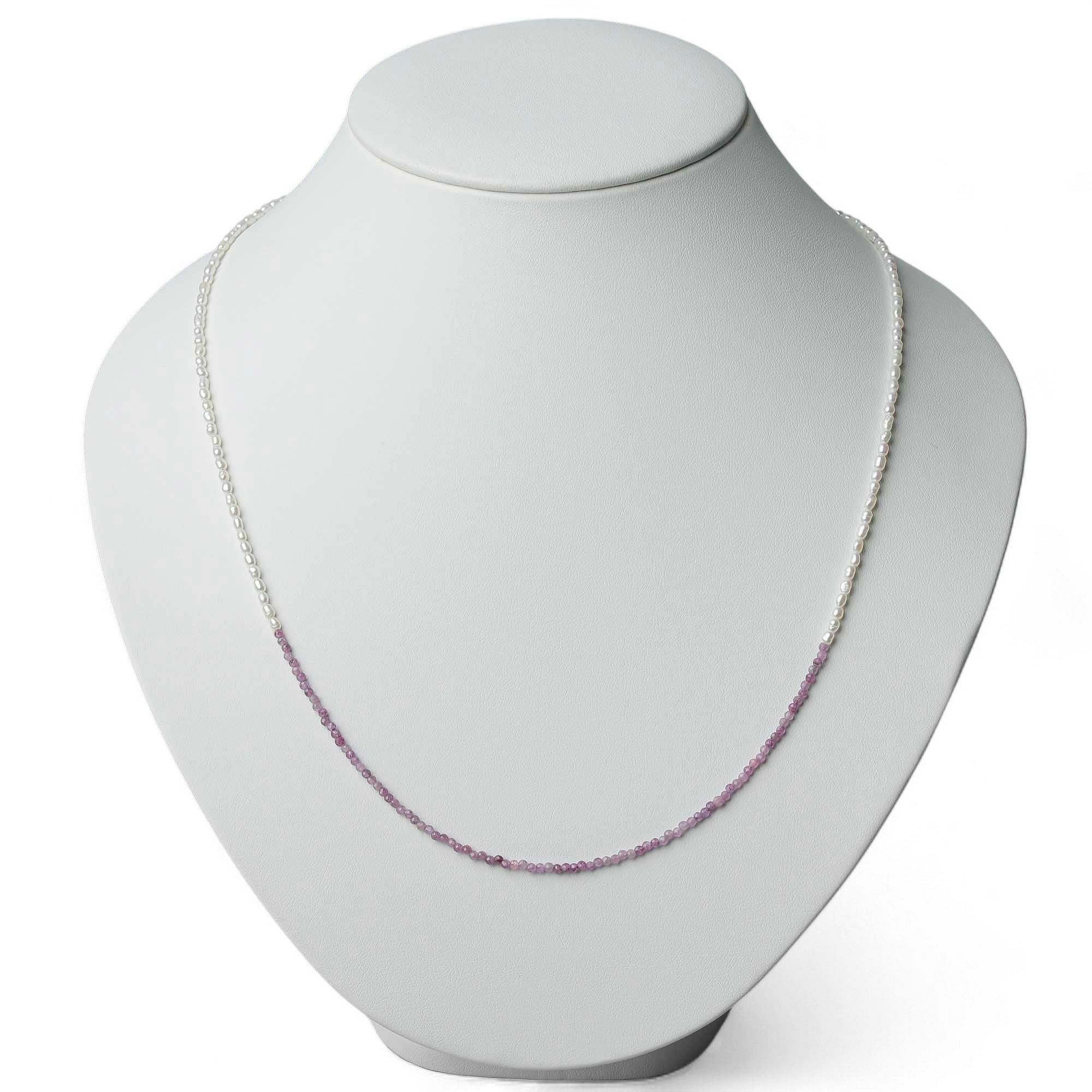 淡水真珠/スタールビー ネックレス　2.0-2.5mm ケシ