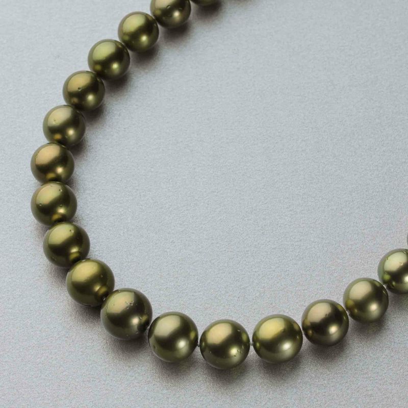 タヒチ黒蝶真珠 ネックレス11.1-14.3mm -Pistachio-