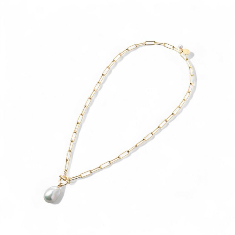 MARLENA 淡水真珠 チェーンペンダント 12mmUP  SILVER925 GP バロック