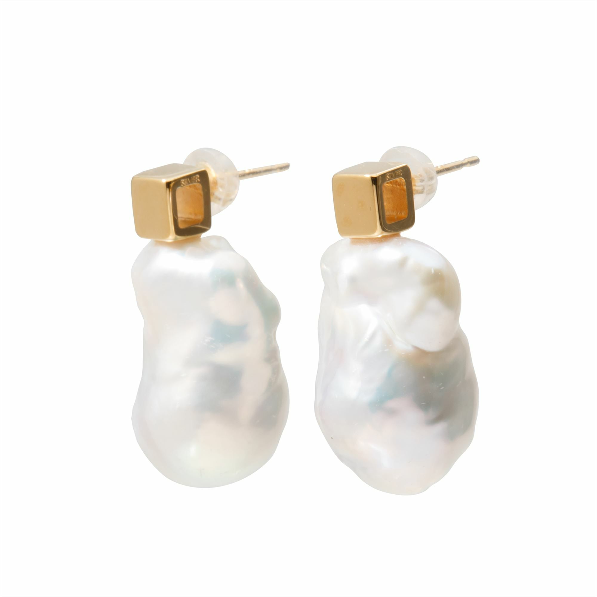 MARLENA 淡水真珠 ピアス 12mmUP  K18YG/SILVER925 GP  キャレ/バロック