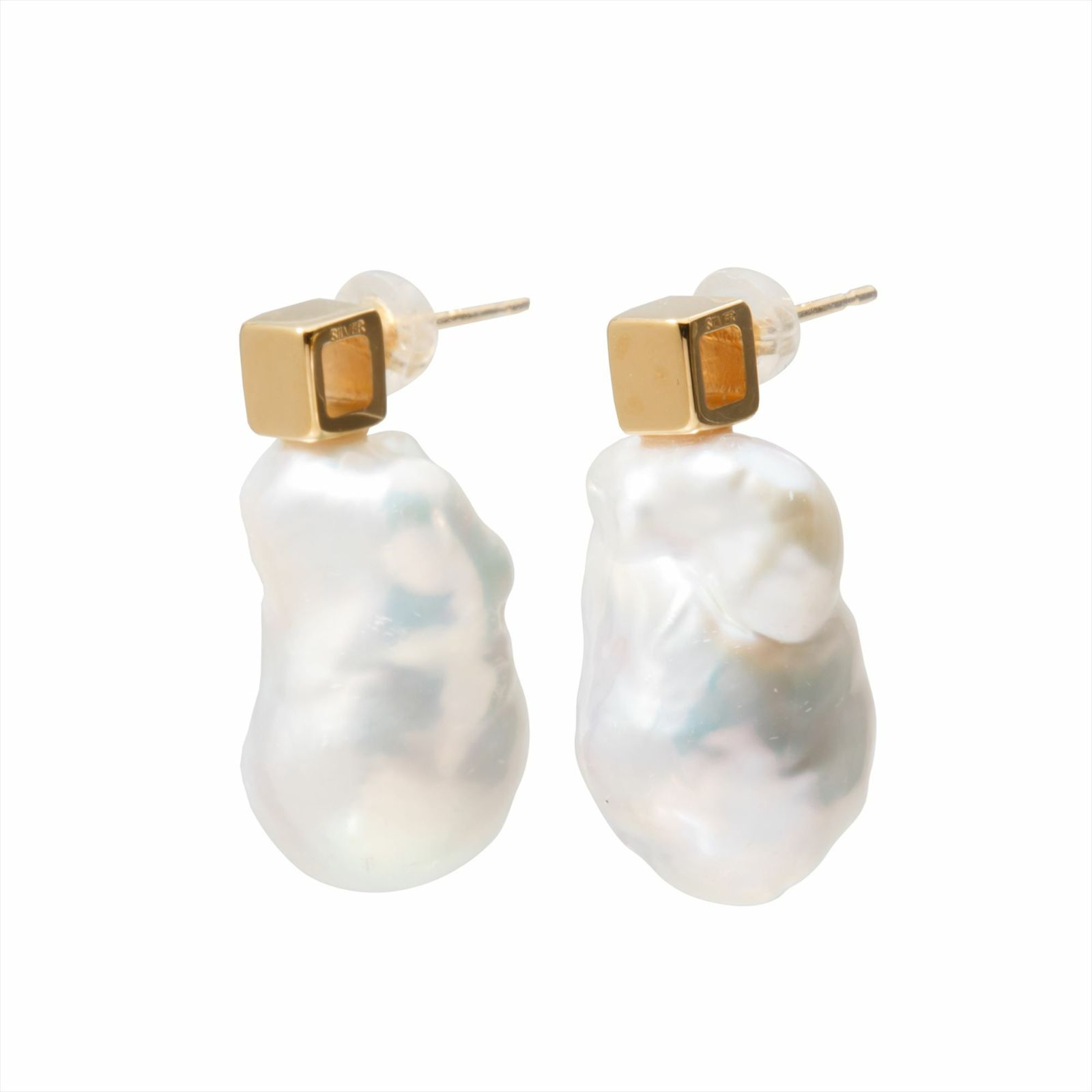 MARLENA 淡水真珠 ピアス 12mmUP  K18YG/SILVER925 GP  キャレ/バロック