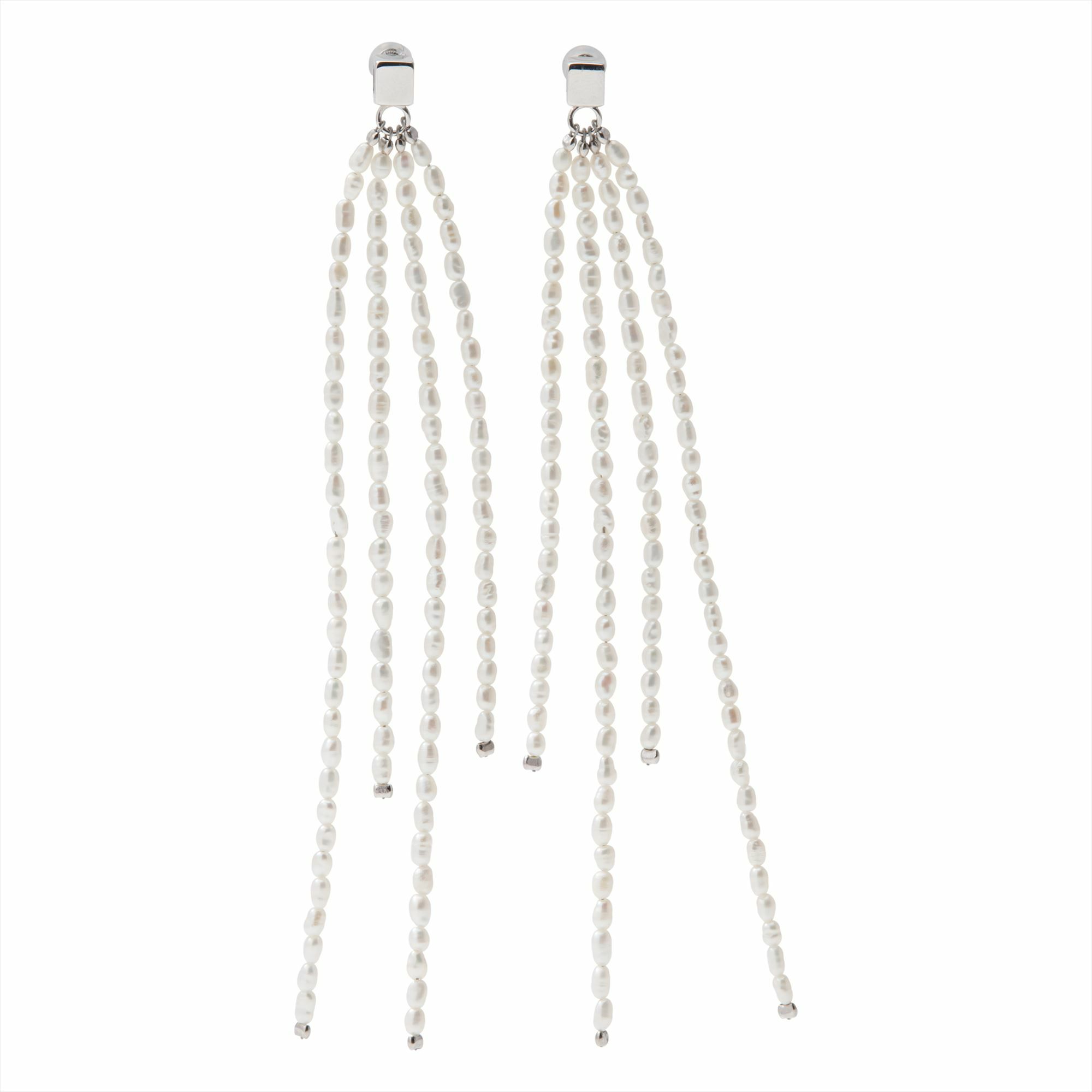 MARLENA 淡水真珠 ピアス 2.0-2.5mm K18WG/SILVER925  キャレ/フリンジ