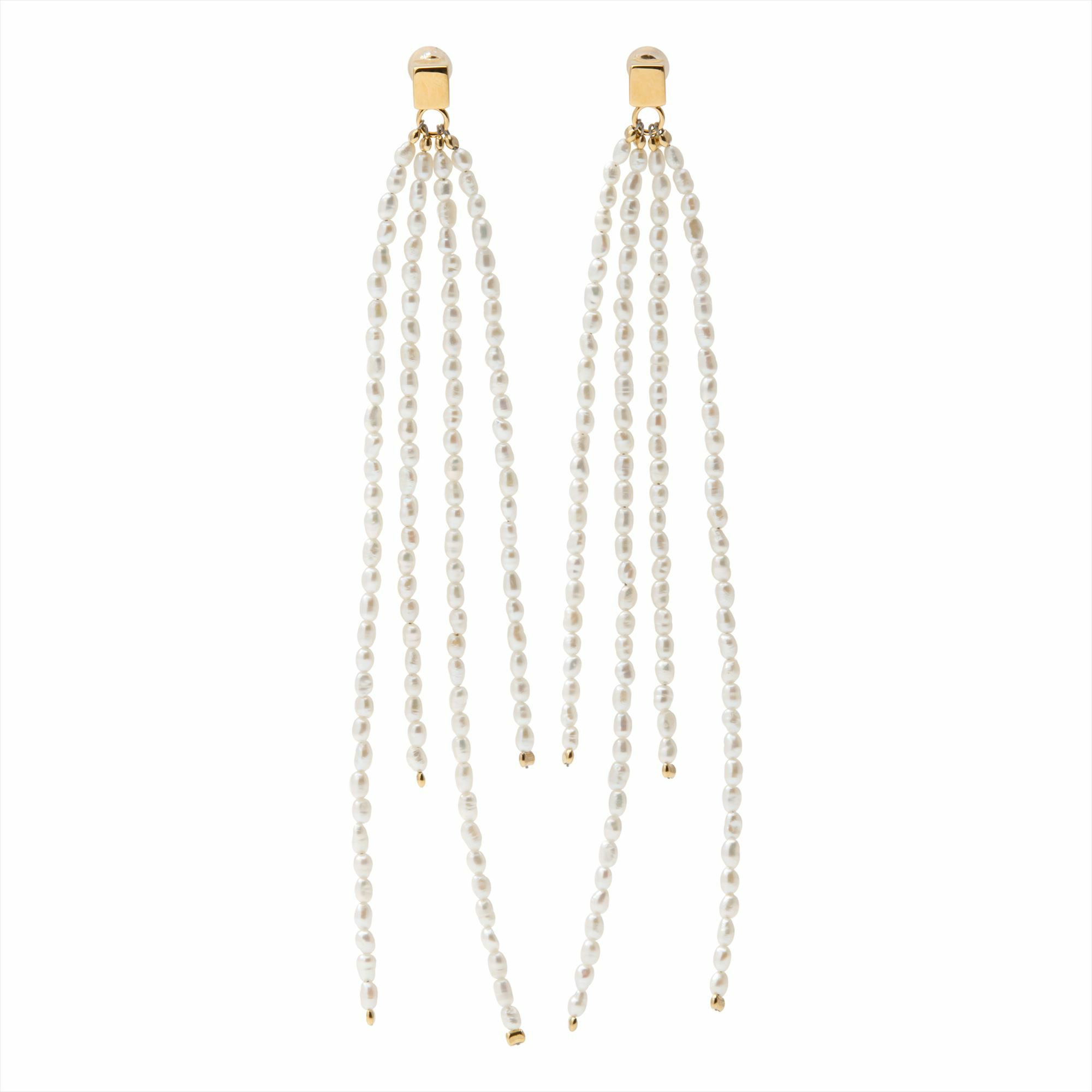 MARLENA 淡水真珠 ピアス 2.0-2.5mm K18YG/SILVER925 GP  キャレ/フリンジ