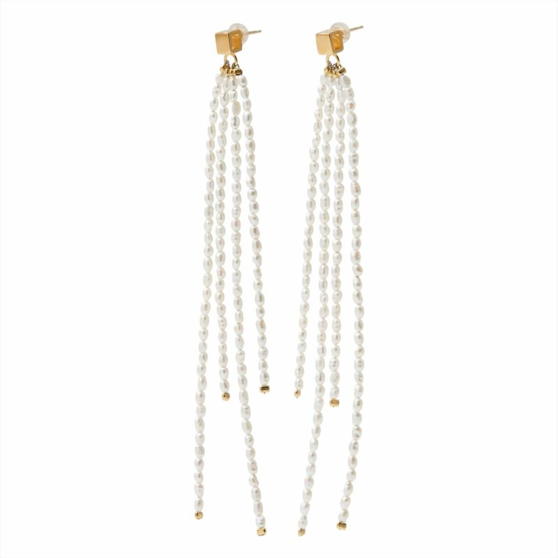 MARLENA 淡水真珠 ピアス 2.0-2.5mm K18YG/SILVER925 GP  キャレ/フリンジ