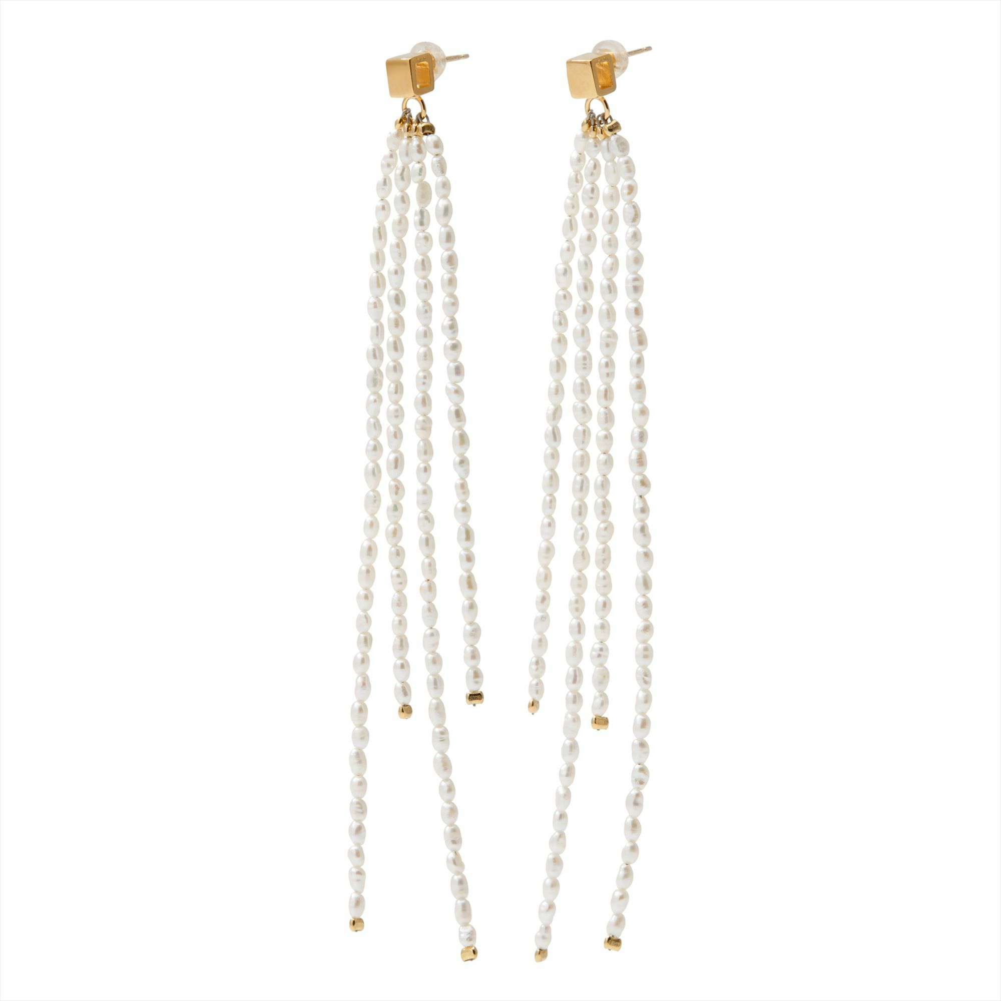 MARLENA 淡水真珠 ピアス 2.0-2.5mm K18YG/SILVER925 GP  キャレ/フリンジ