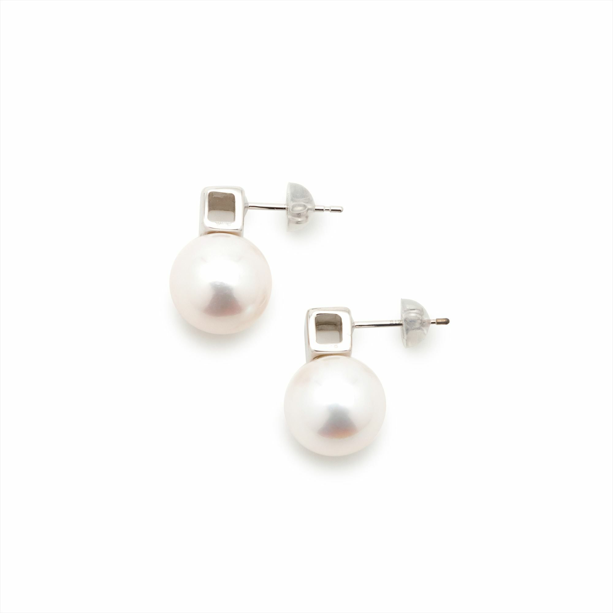 マルレナ キャレピアス 淡水真珠 9mmUP ホワイト K18WG/K18YG/SV925