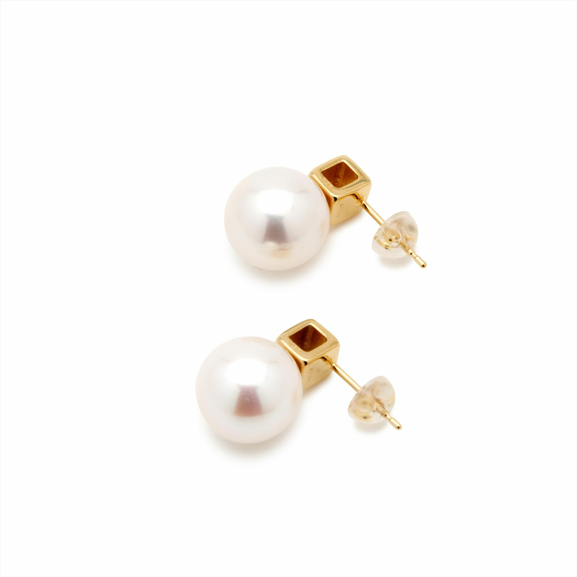 マルレナ キャレピアス 淡水真珠 9mmUP ホワイト K18WG/K18YG/SV925