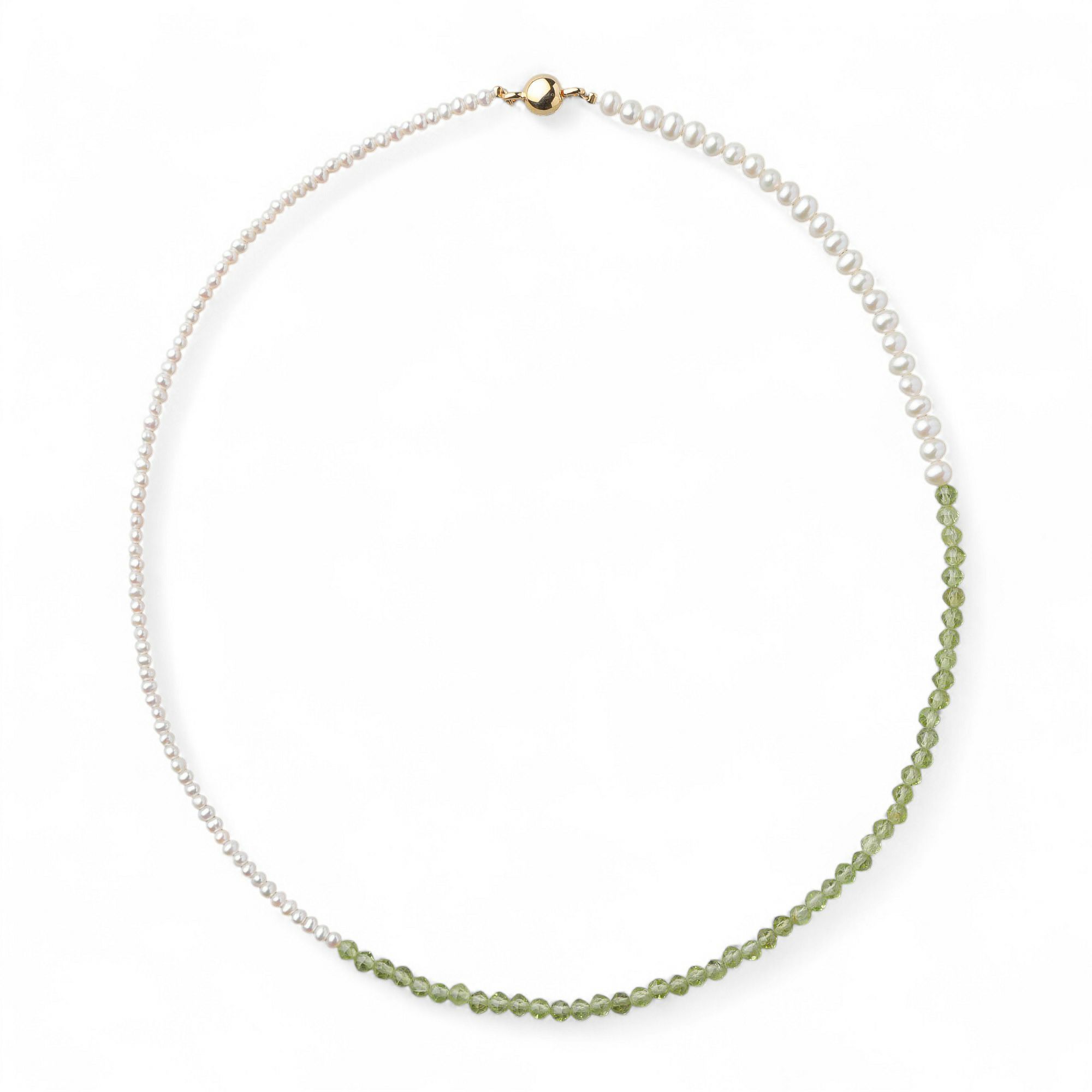淡水真珠×ペリドット ネックレス　2.5-5.0mm ミックス