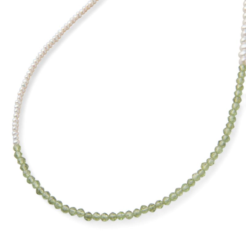 淡水真珠×ペリドット ネックレス　2.5-5.0mm ミックス