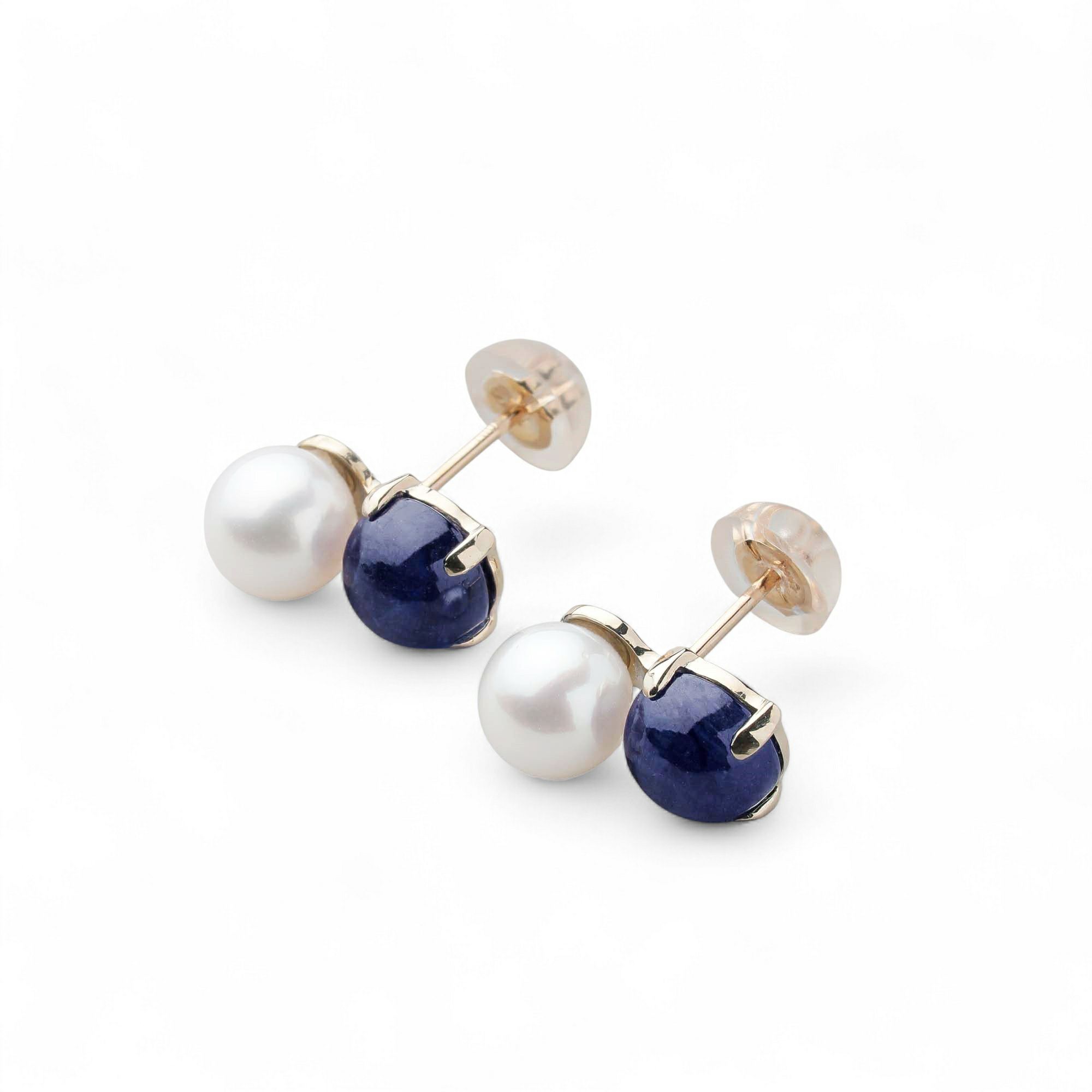 あこや真珠×サファイア ピアス　5.5-6.0mm/6mmUP K10YG