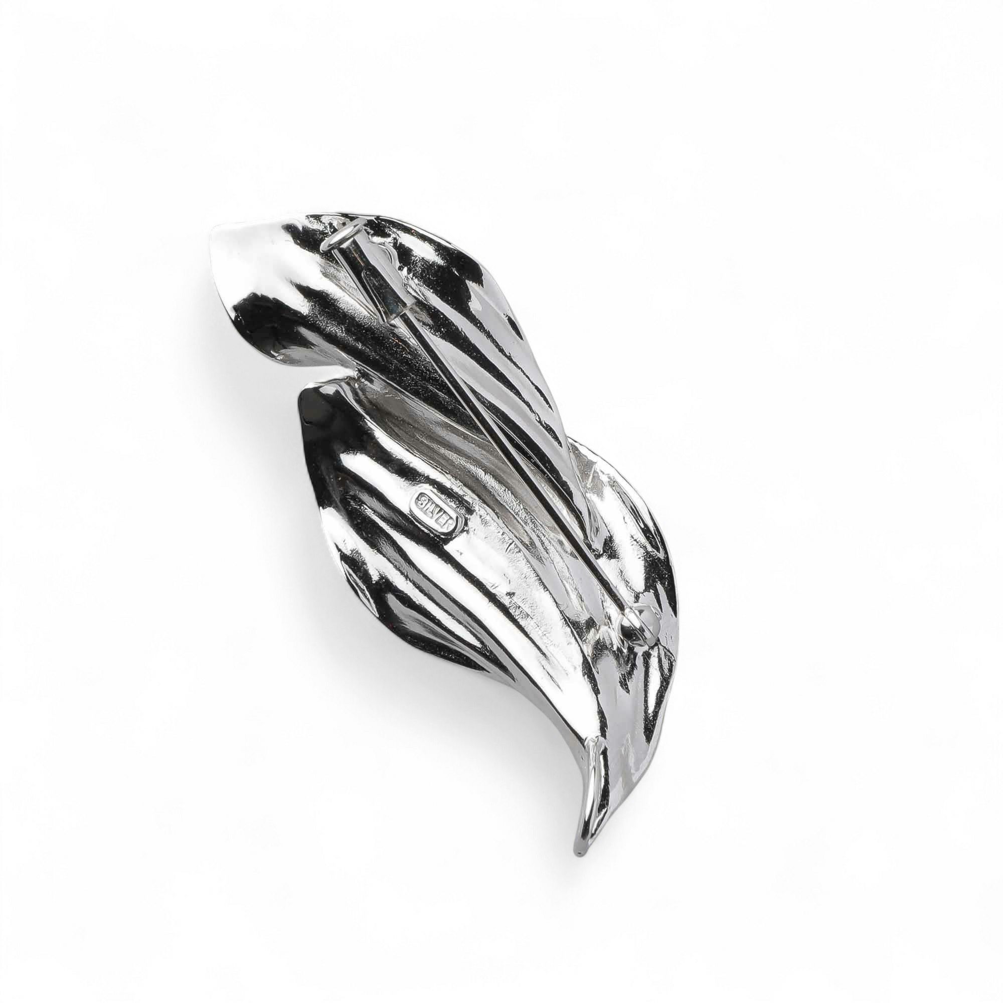 あこや真珠 ブローチ リーフ6.0-8.0mm　SV925