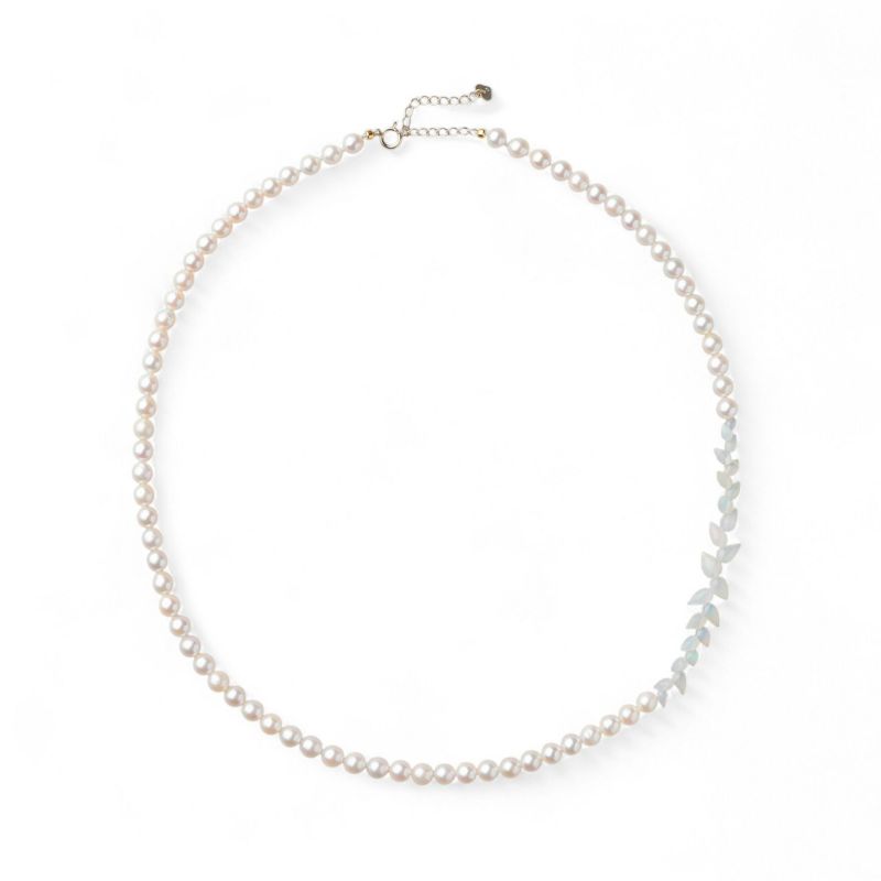 あこや真珠×オパール ネックレス　5.5-6.0mm つぼみドロップ