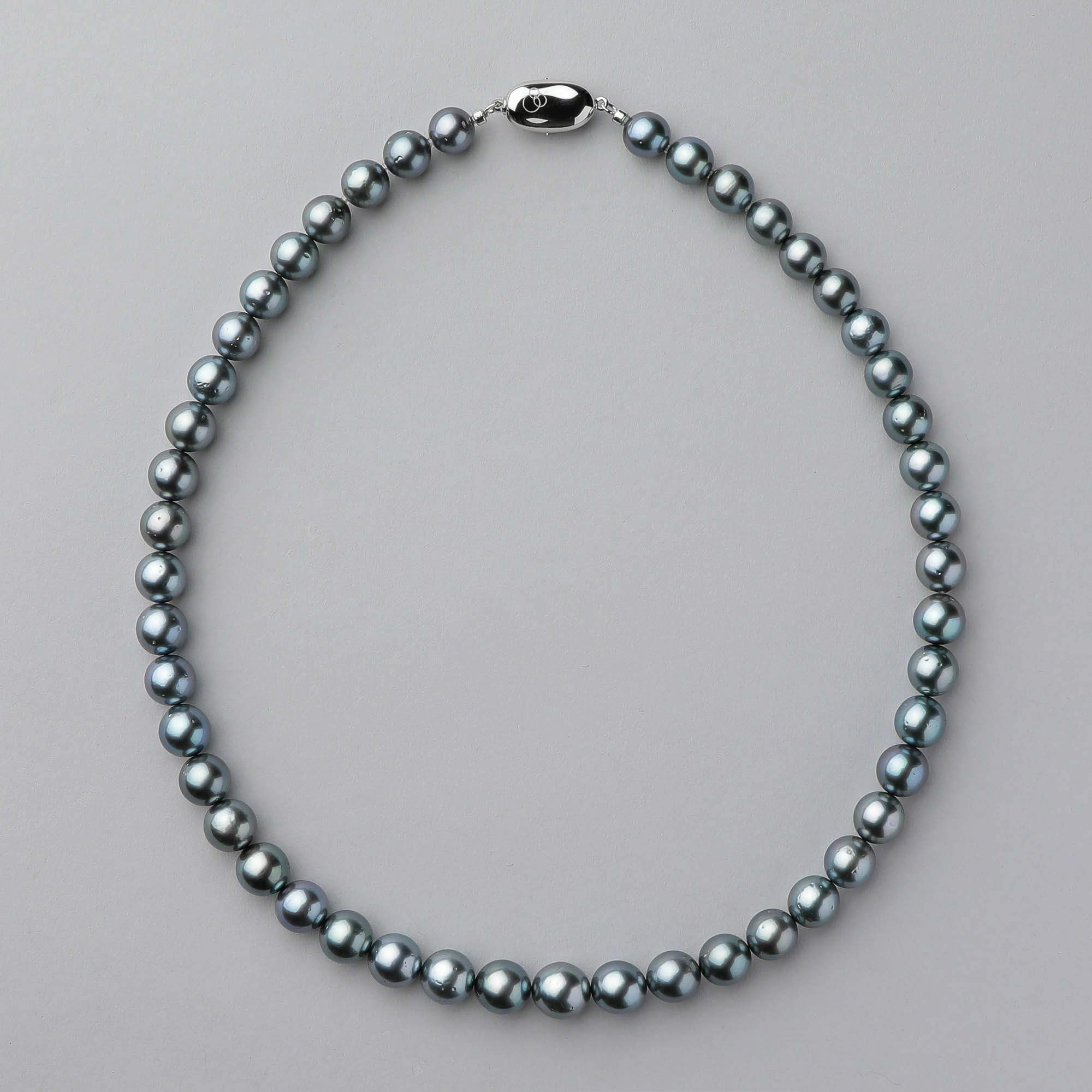 タヒチ黒蝶真珠 ネックレス8.0-10.1mm ブルーグレー～グリーン 