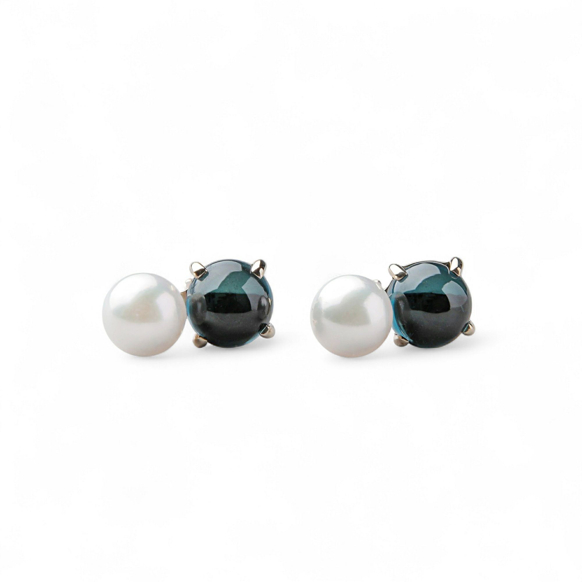 あこや真珠×ロンドンブルートパーズ ピアス　5.5-6.0mm/6mmUP