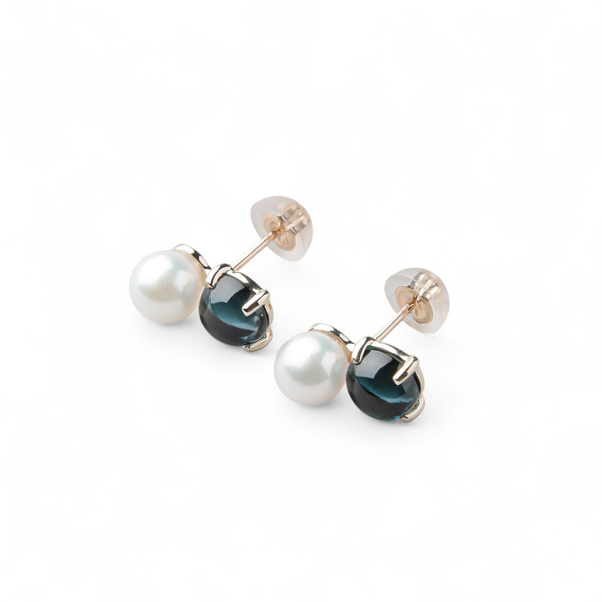 あこや真珠×ロンドンブルートパーズ ピアス　5.5-6.0mm/6mmUP