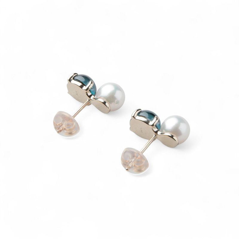あこや真珠×ロンドンブルートパーズ ピアス　5.5-6.0mm/6mmUP